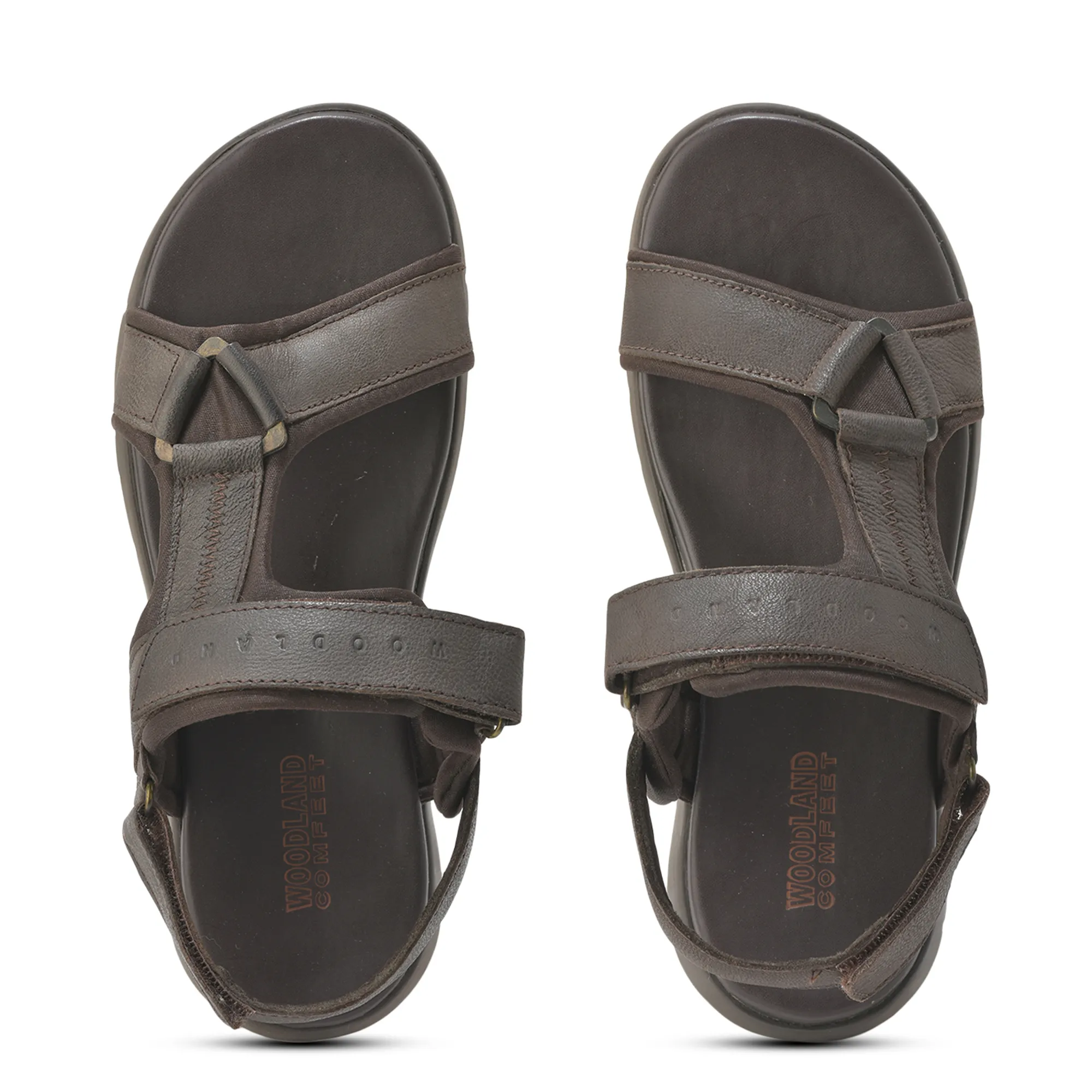 Woodland Men Softy Leather Brown Sandals - Thumbnail 5