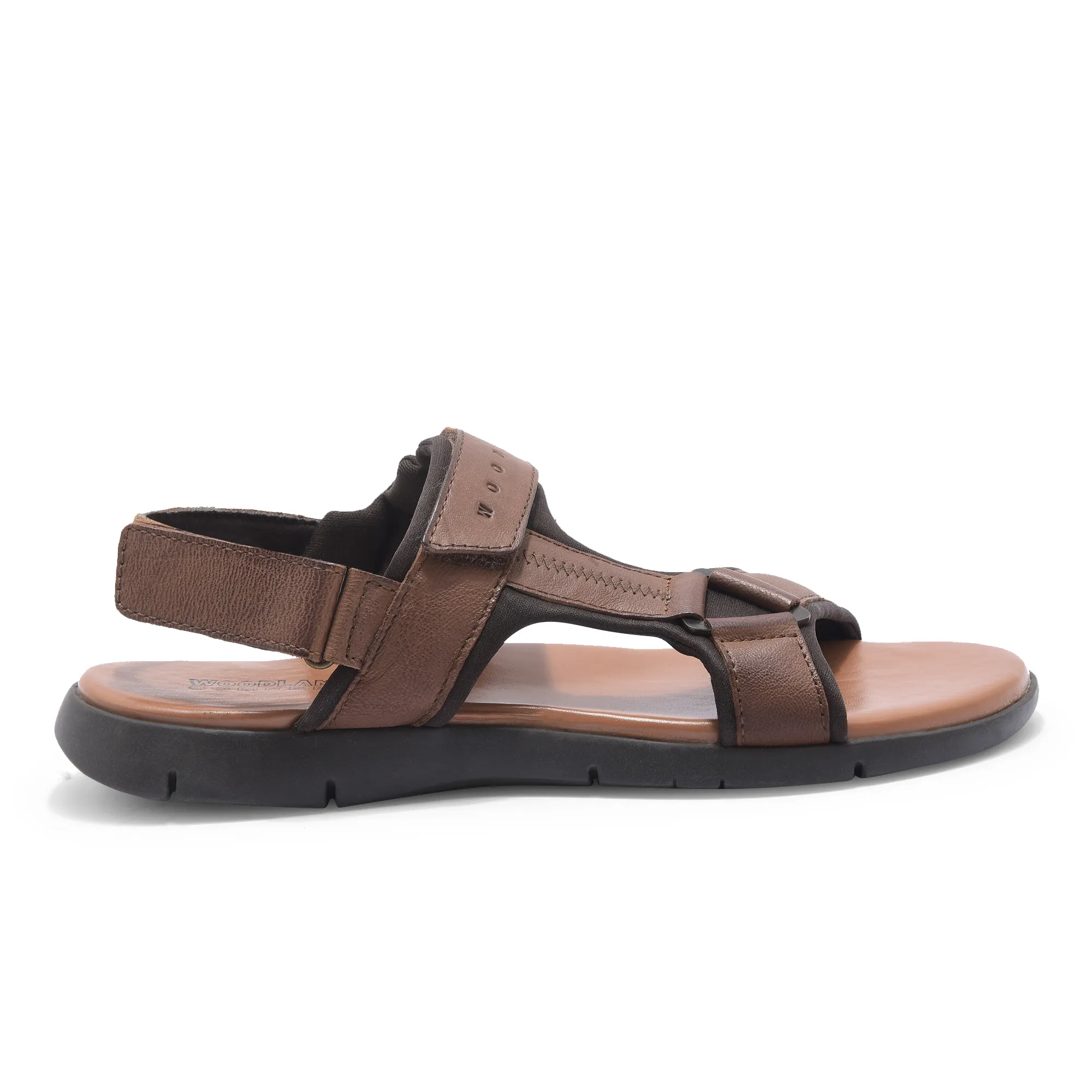 Woodland Men Softy Leather Tan Sandals - Image 1