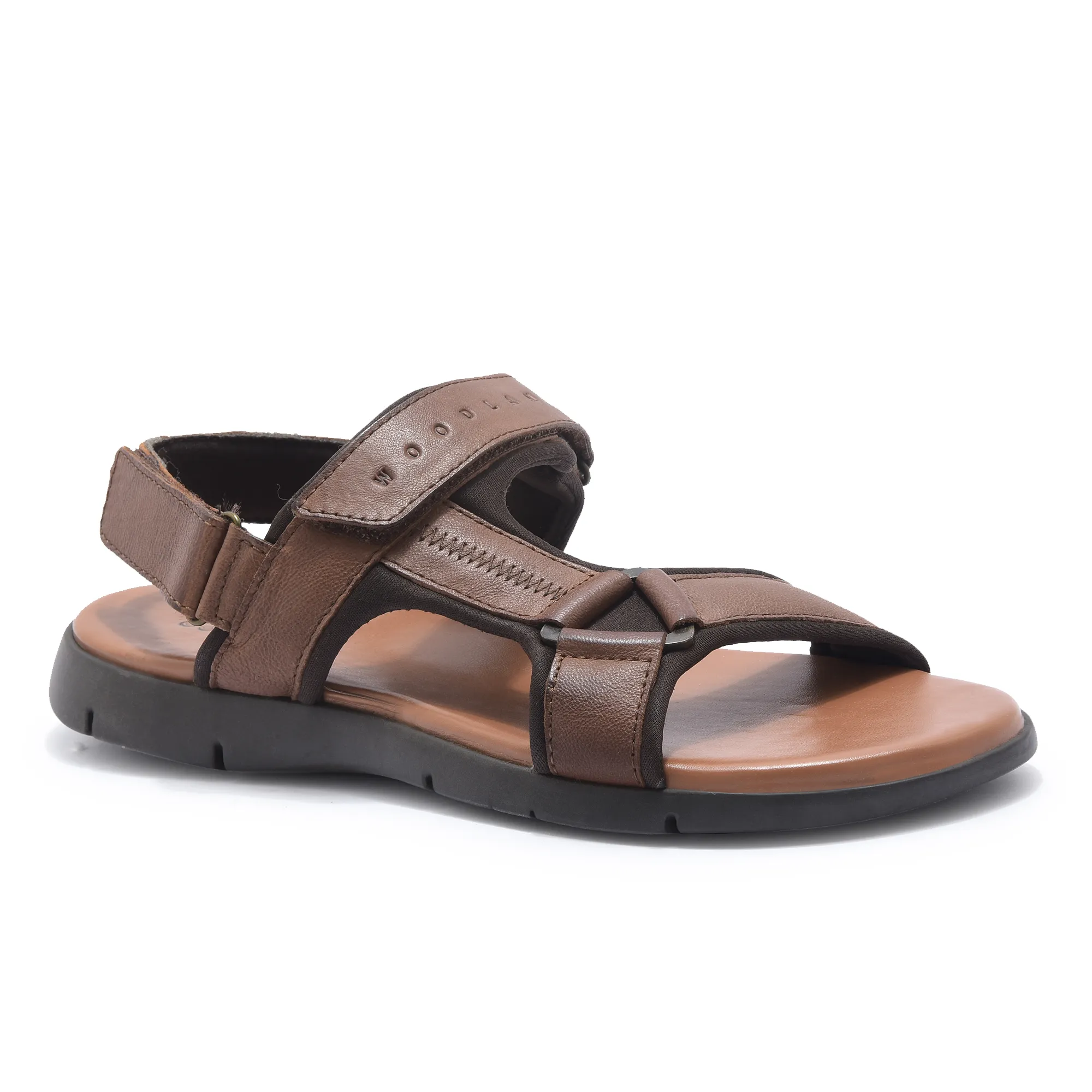 Woodland Men Softy Leather Tan Sandals - Thumbnail 3