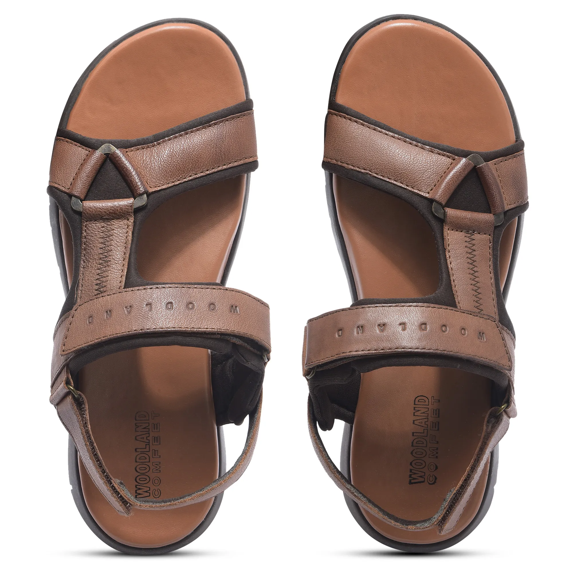 Woodland Men Softy Leather Tan Sandals - Thumbnail 4