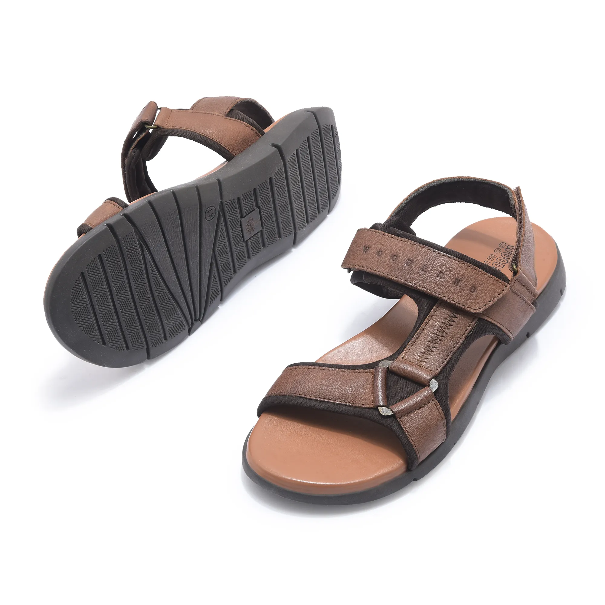 Woodland Men Softy Leather Tan Sandals - Thumbnail 5