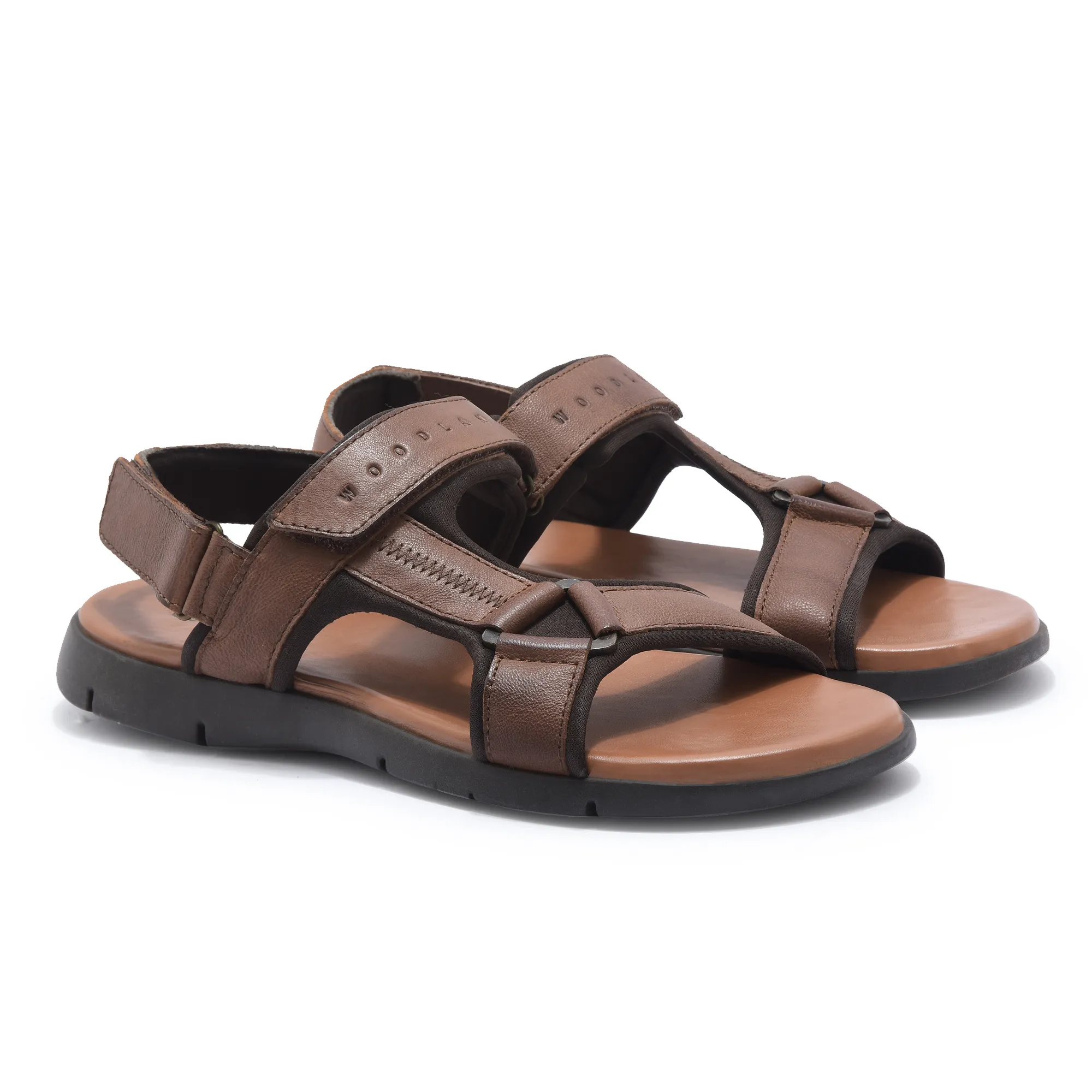Woodland Men Softy Leather Tan Sandals - Thumbnail 7