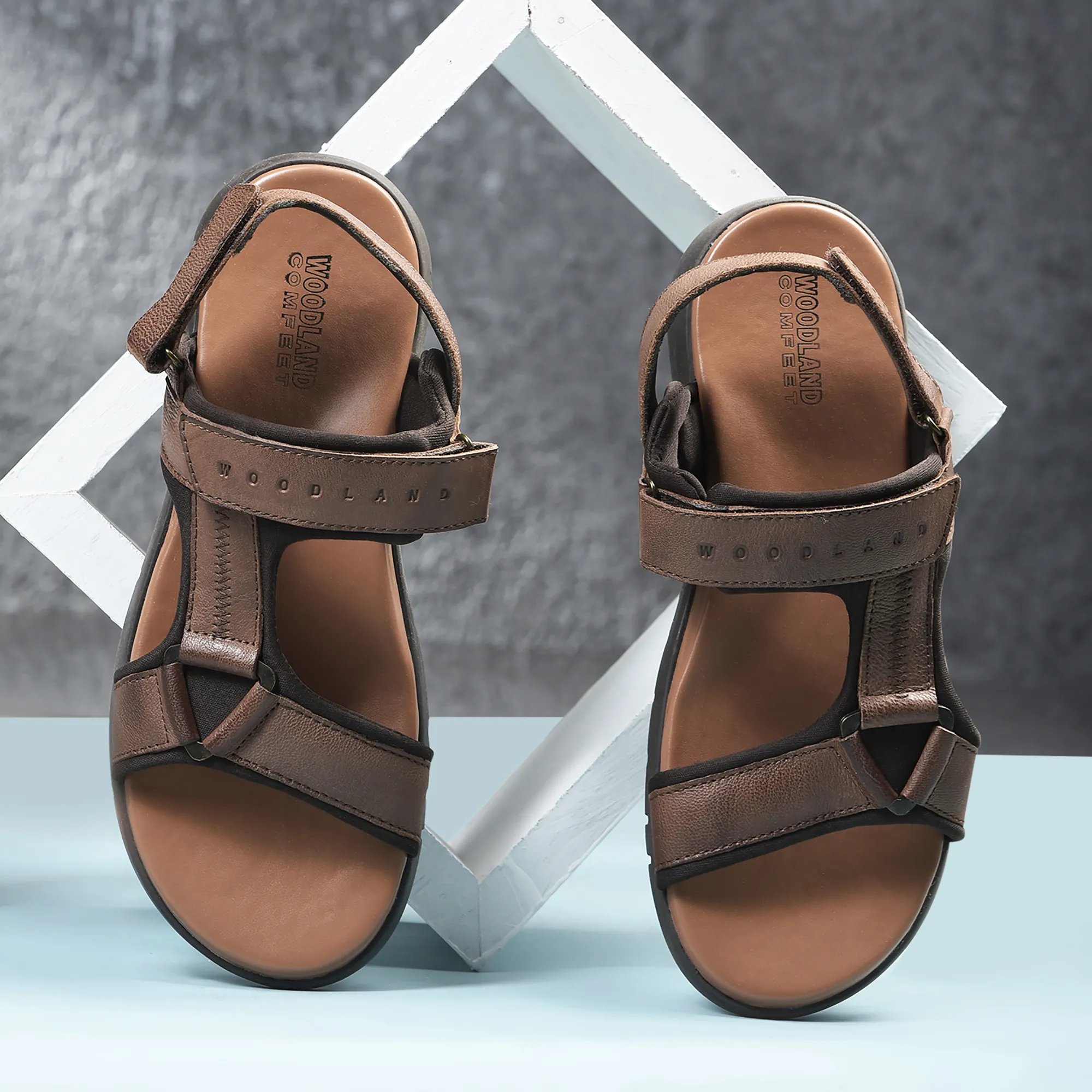 Woodland Men Softy Leather Tan Sandals - Thumbnail 9