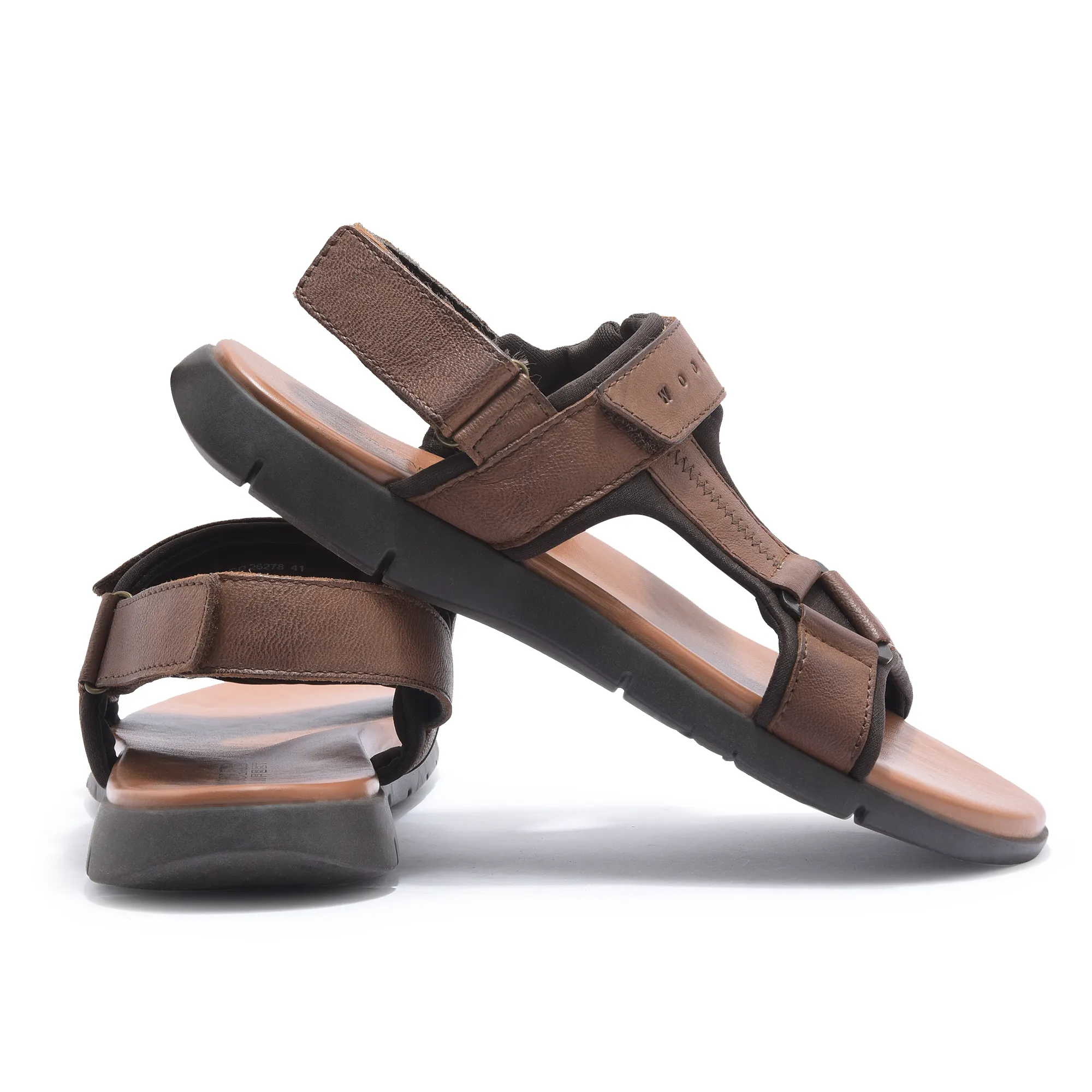 Woodland Men Softy Leather Tan Sandals - Thumbnail 10