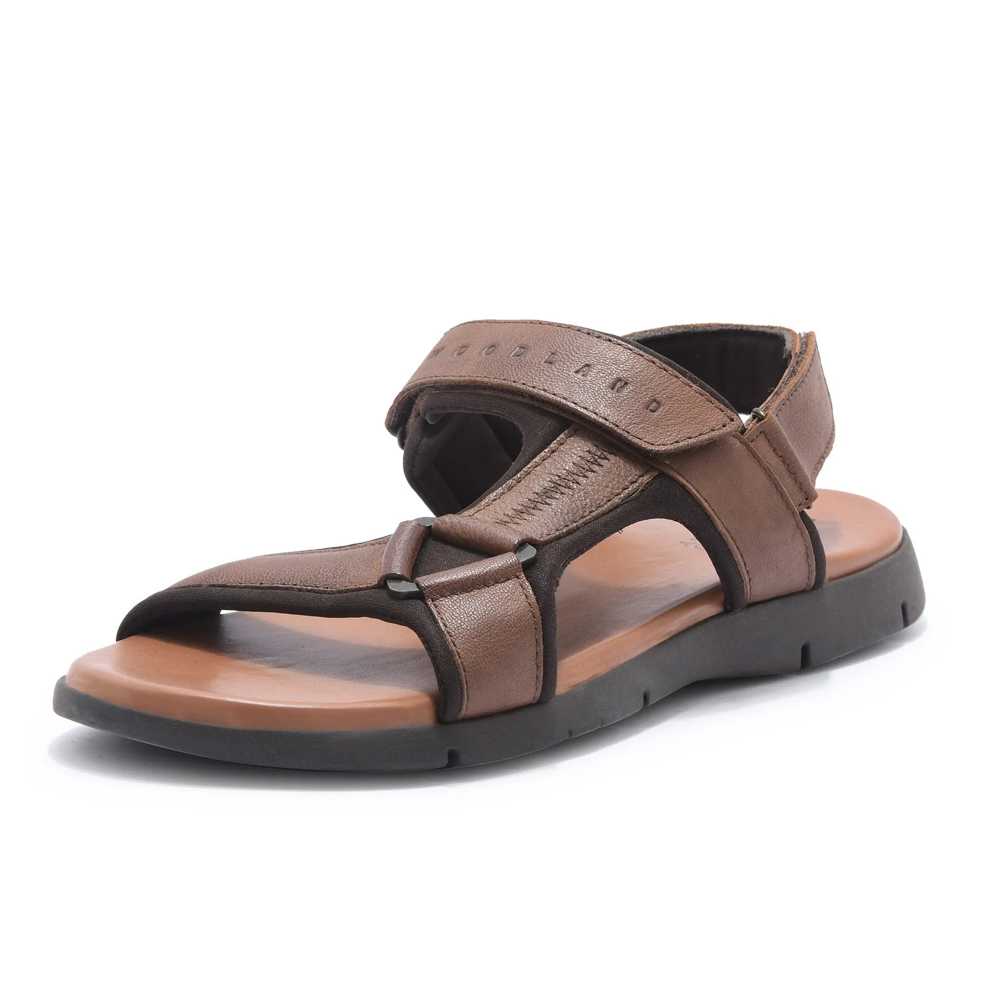 Woodland Men Softy Leather Tan Sandals - Thumbnail 11