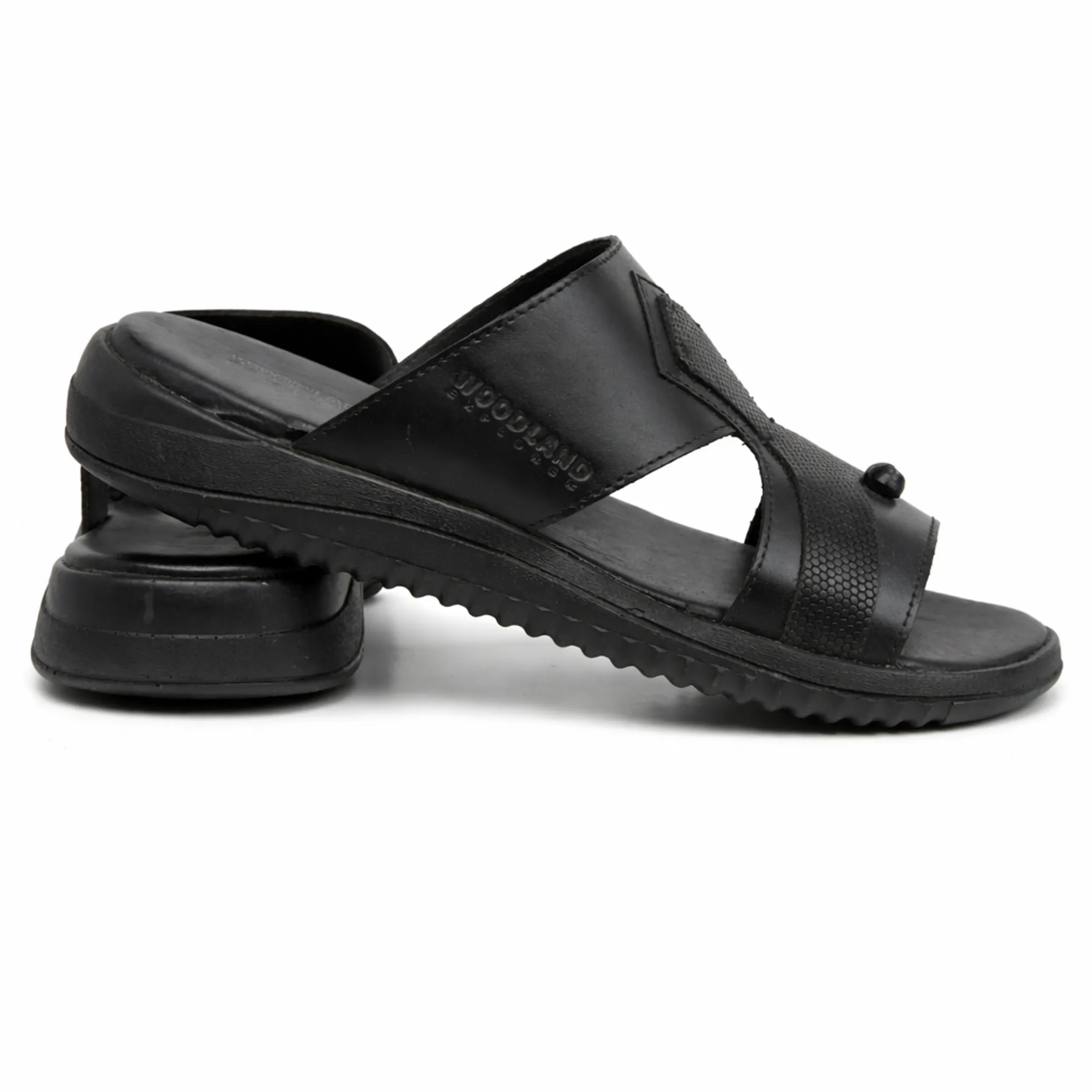 Black Softy Leather Slippers For Men - Thumbnail 9