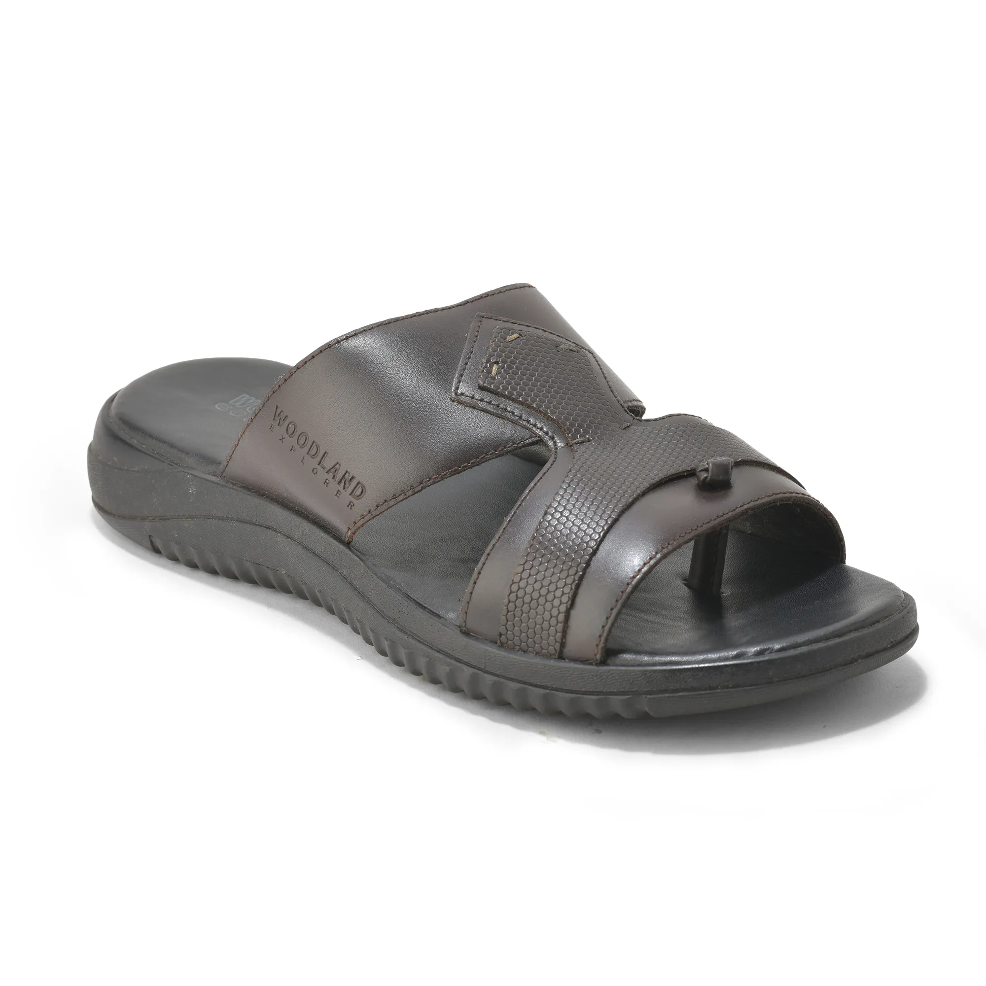 Brown Softy Leather Slippers For Men - Thumbnail 3