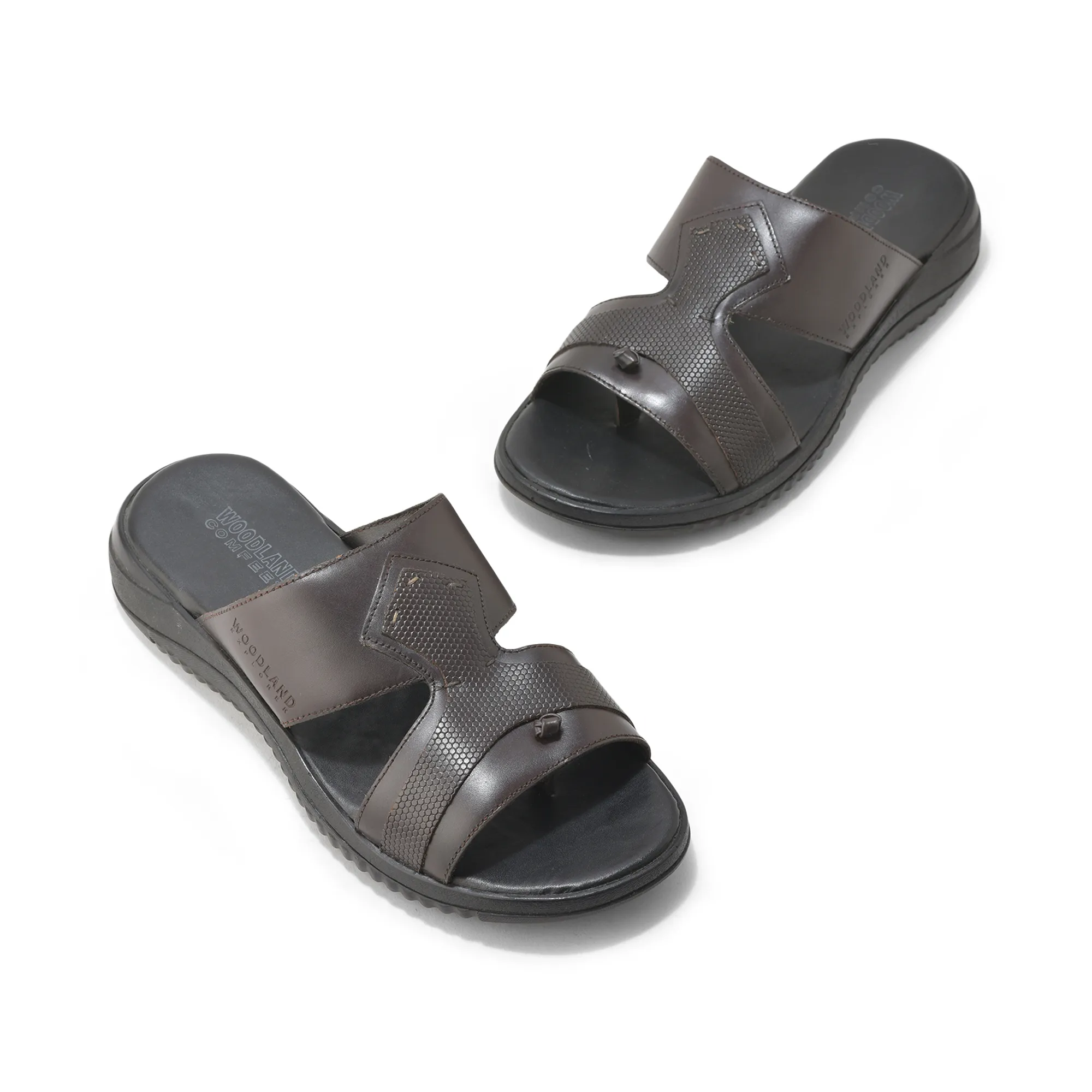 Brown Softy Leather Slippers For Men - Thumbnail 4