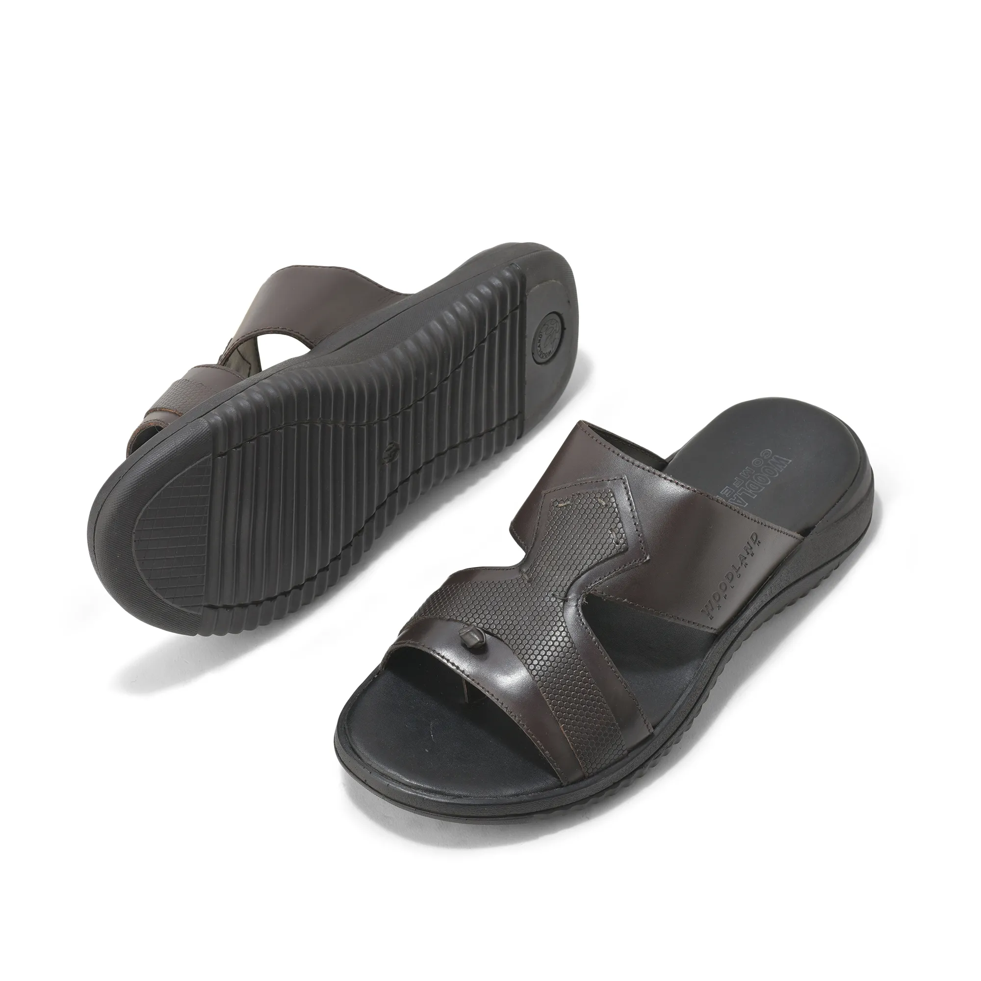 Brown Softy Leather Slippers For Men - Thumbnail 6