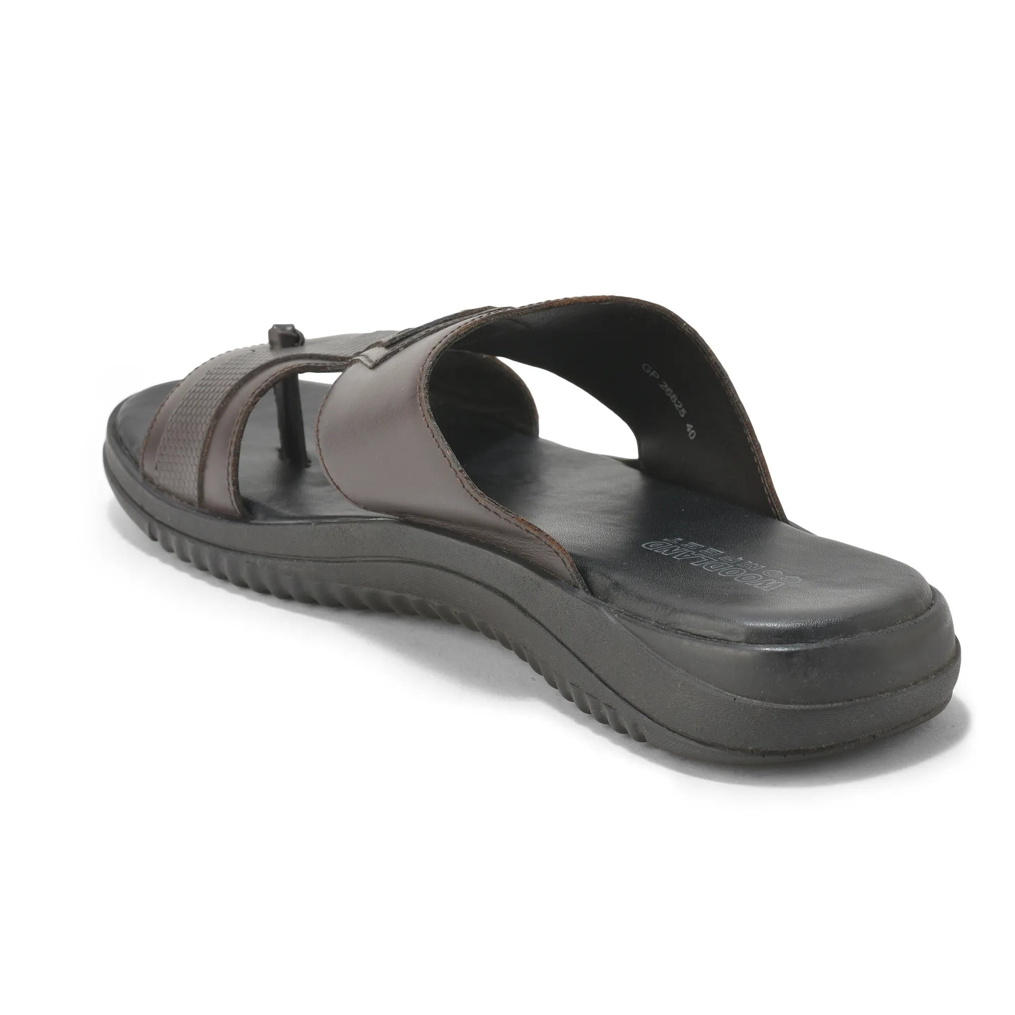 Brown Softy Leather Slippers For Men - Thumbnail 7