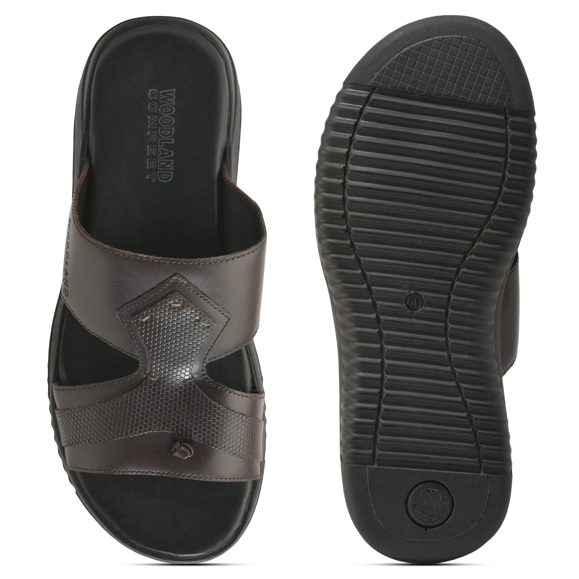 Brown Softy Leather Slippers For Men - Thumbnail 9