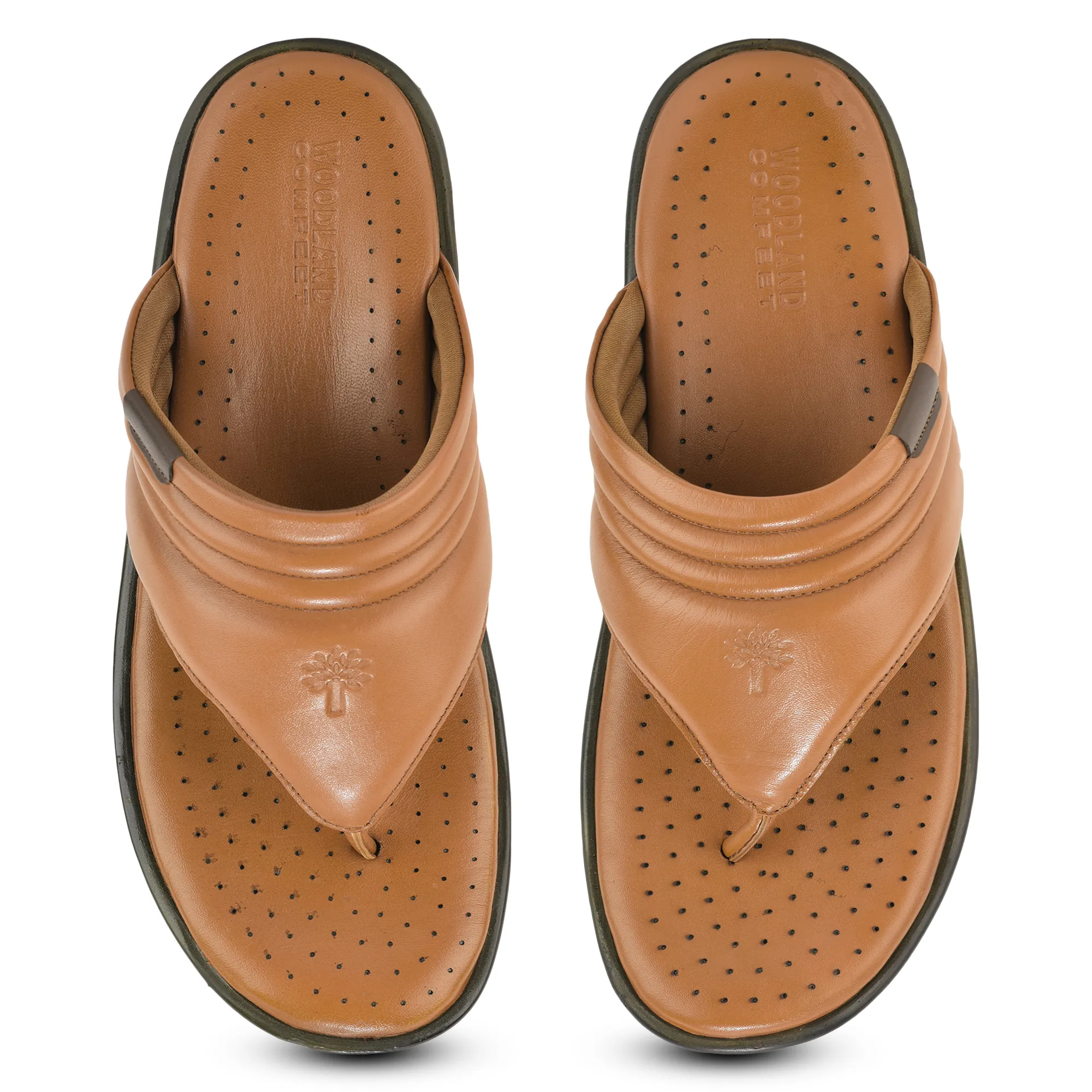 Woodland Men Tan Softy Glide Slippers - Thumbnail 6