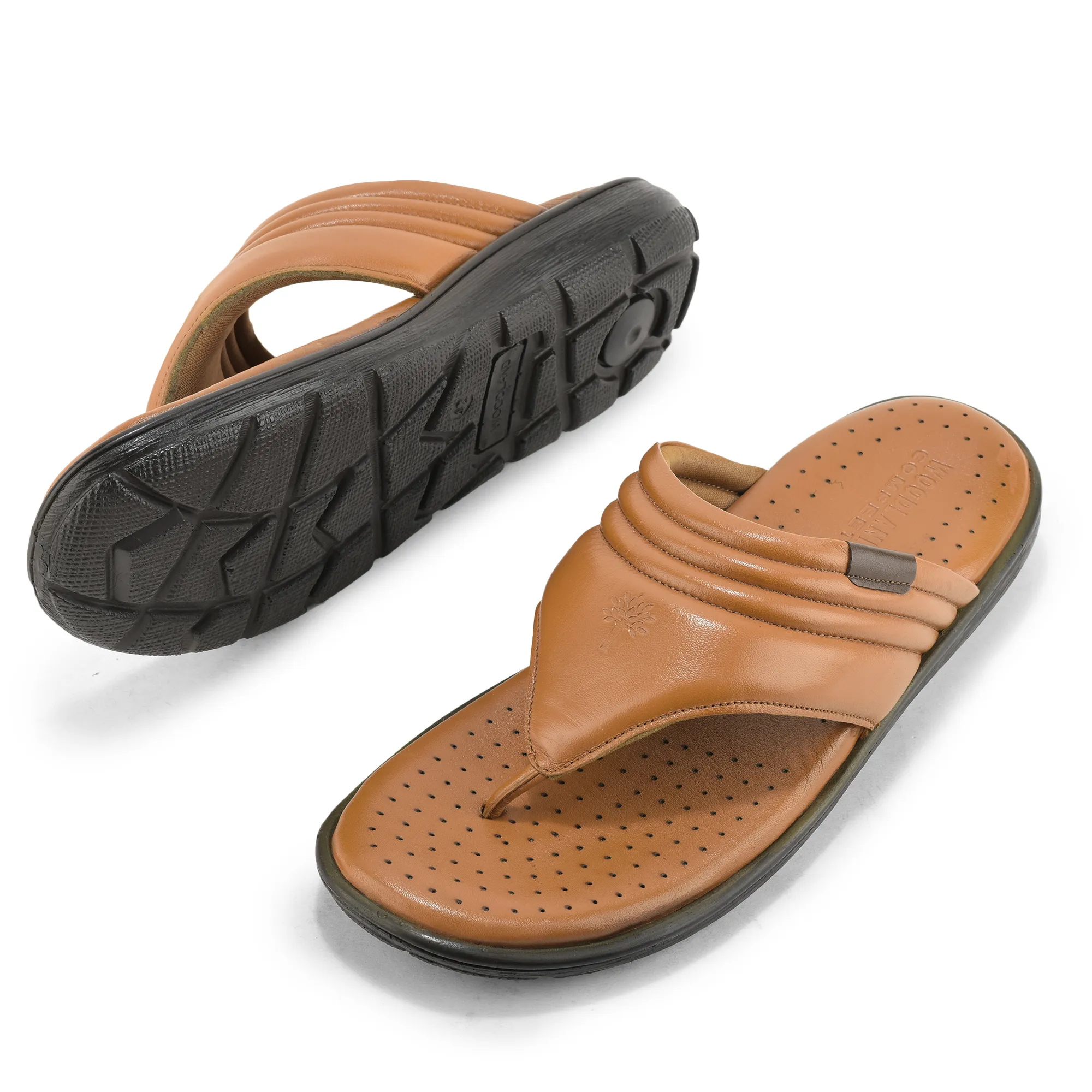 Woodland Men Tan Softy Glide Slippers - Thumbnail 7