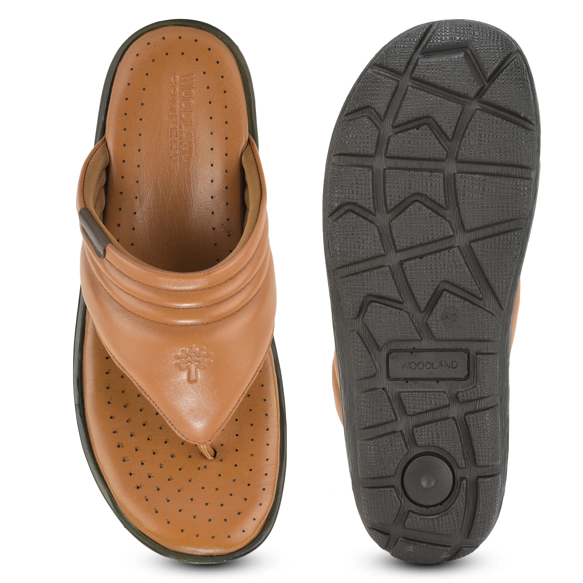 Woodland Men Tan Softy Glide Slippers - Thumbnail 11