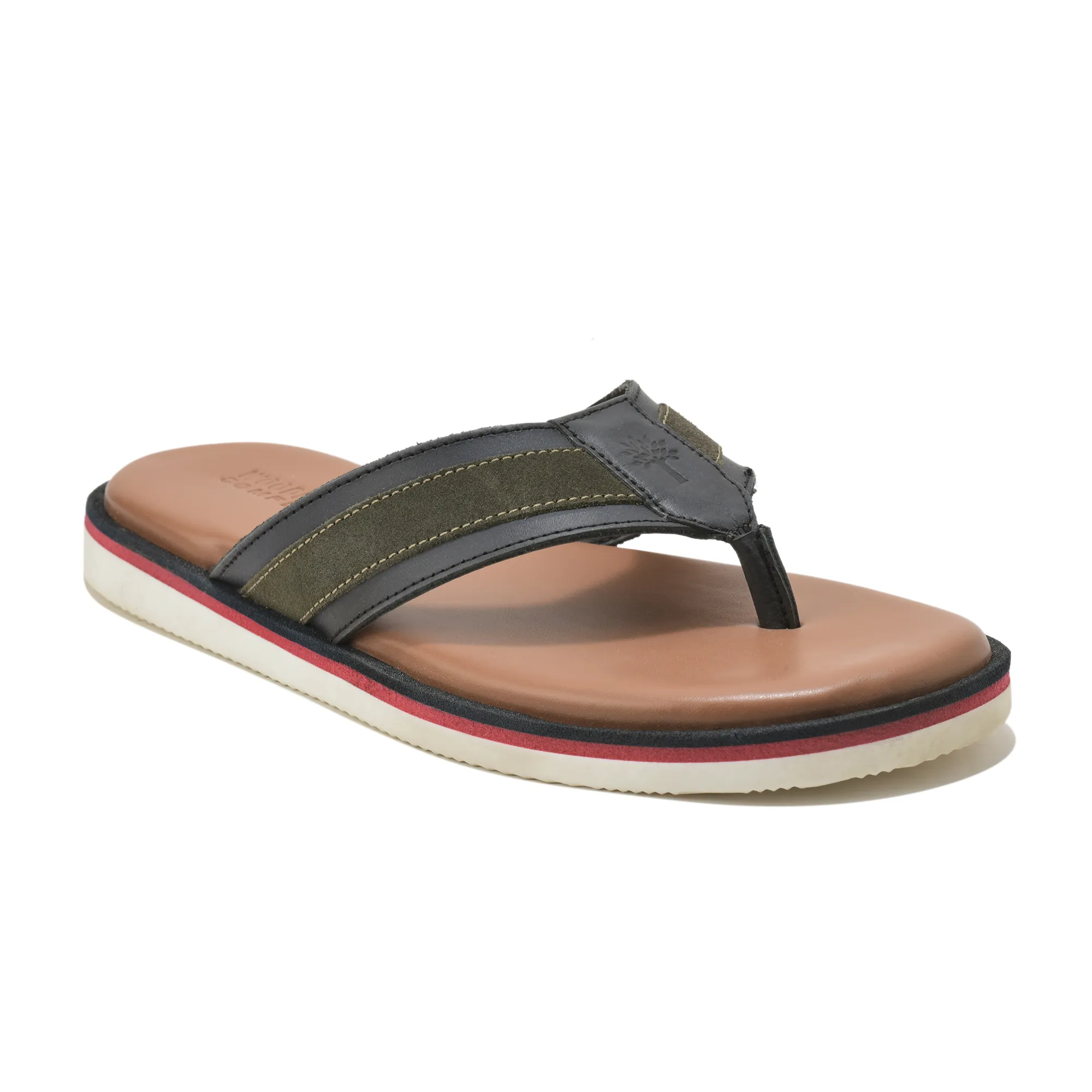 Woodland Black DriftWalk Softy Leather Slippers for Men - Thumbnail 3