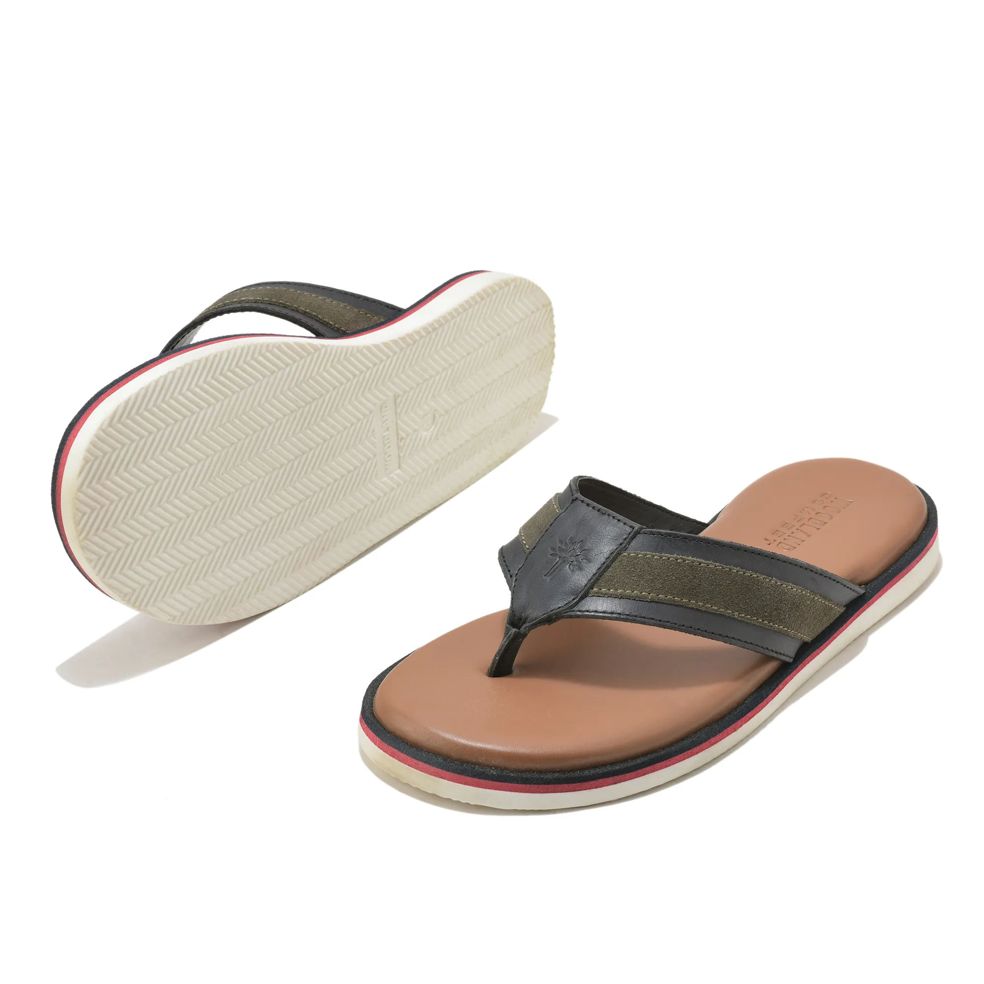 Woodland Black DriftWalk Softy Leather Slippers for Men - Thumbnail 6