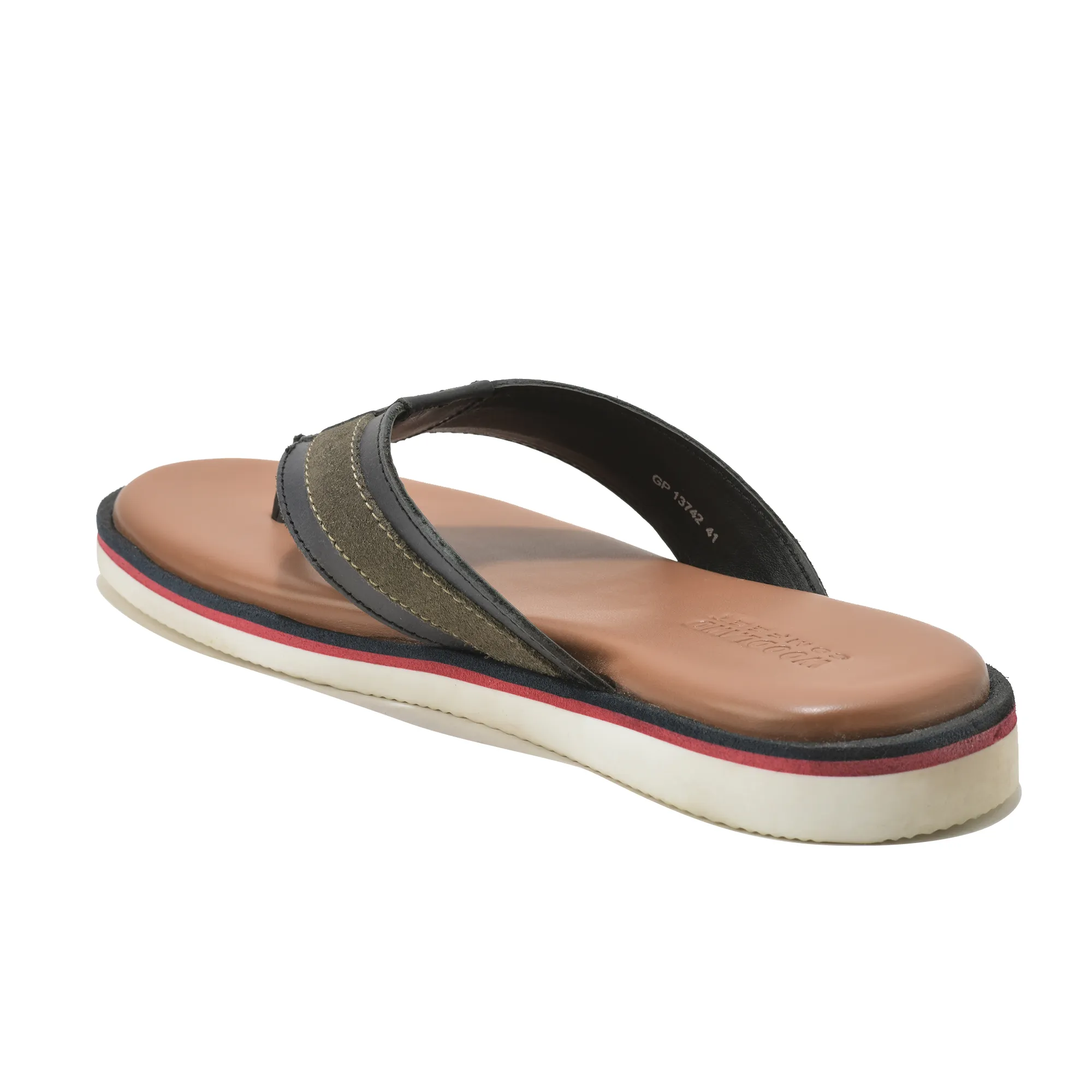 Woodland Black DriftWalk Softy Leather Slippers for Men - Thumbnail 7