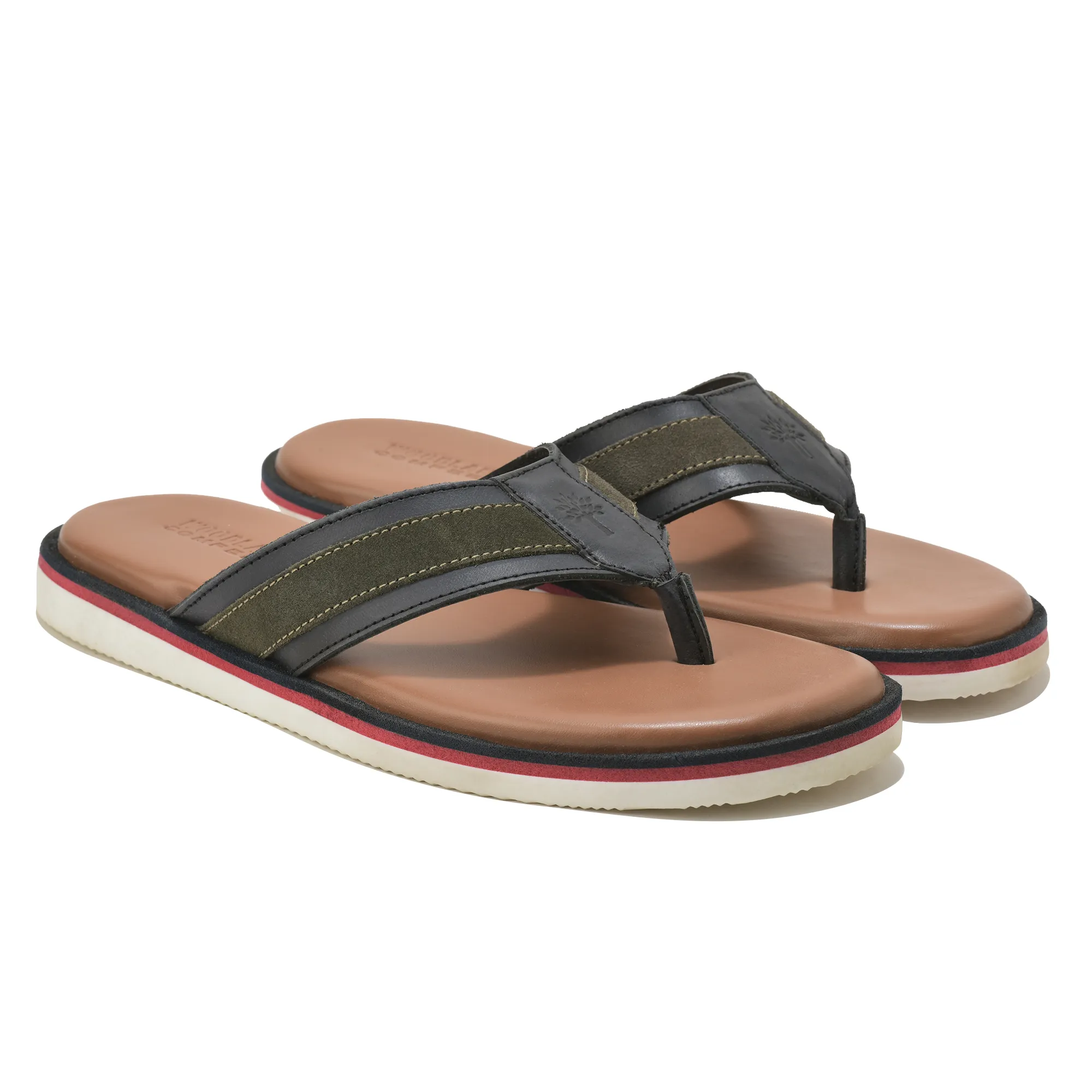 Woodland Black DriftWalk Softy Leather Slippers for Men - Thumbnail 8