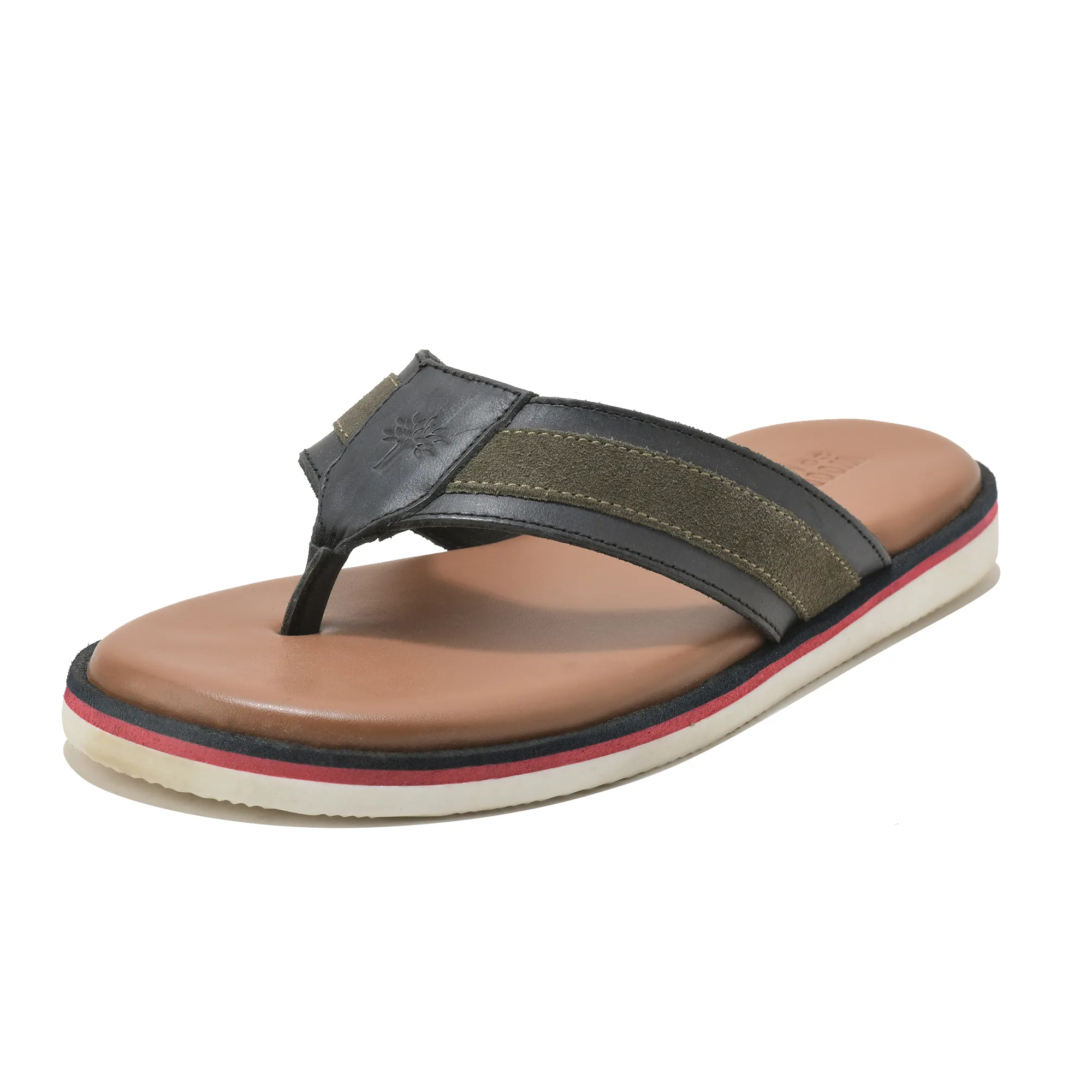 Woodland Black DriftWalk Softy Leather Slippers for Men - Thumbnail 11