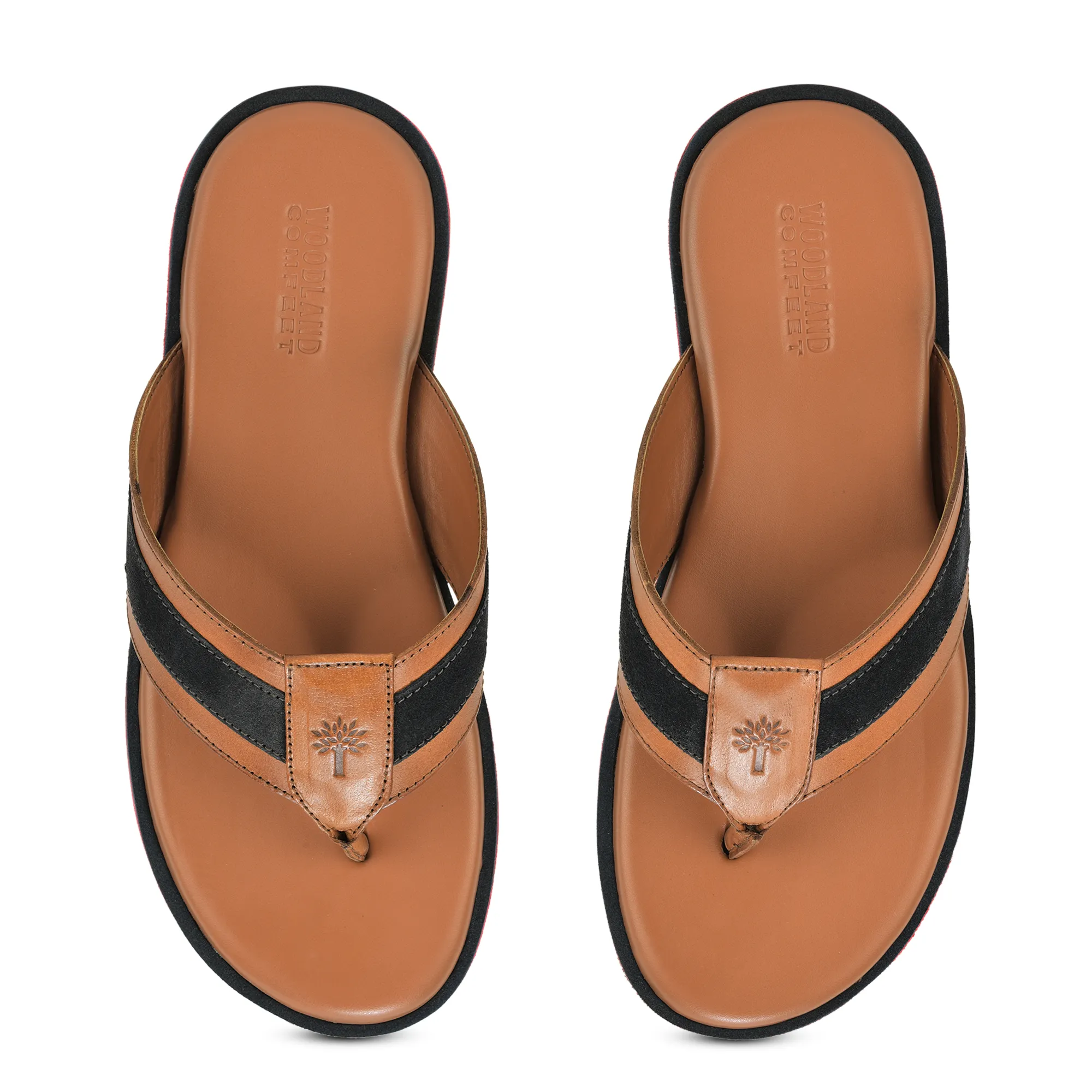 Woodland Tan DriftWalk Softy Leather Slippers for Men - Thumbnail 5