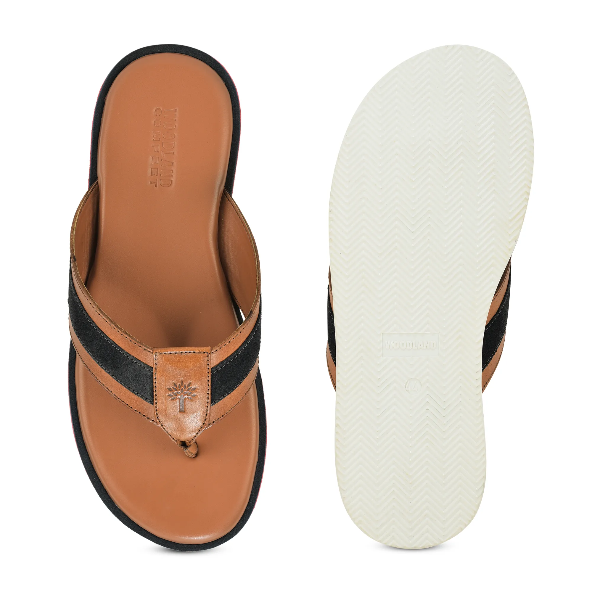 Woodland Tan DriftWalk Softy Leather Slippers for Men - Thumbnail 9