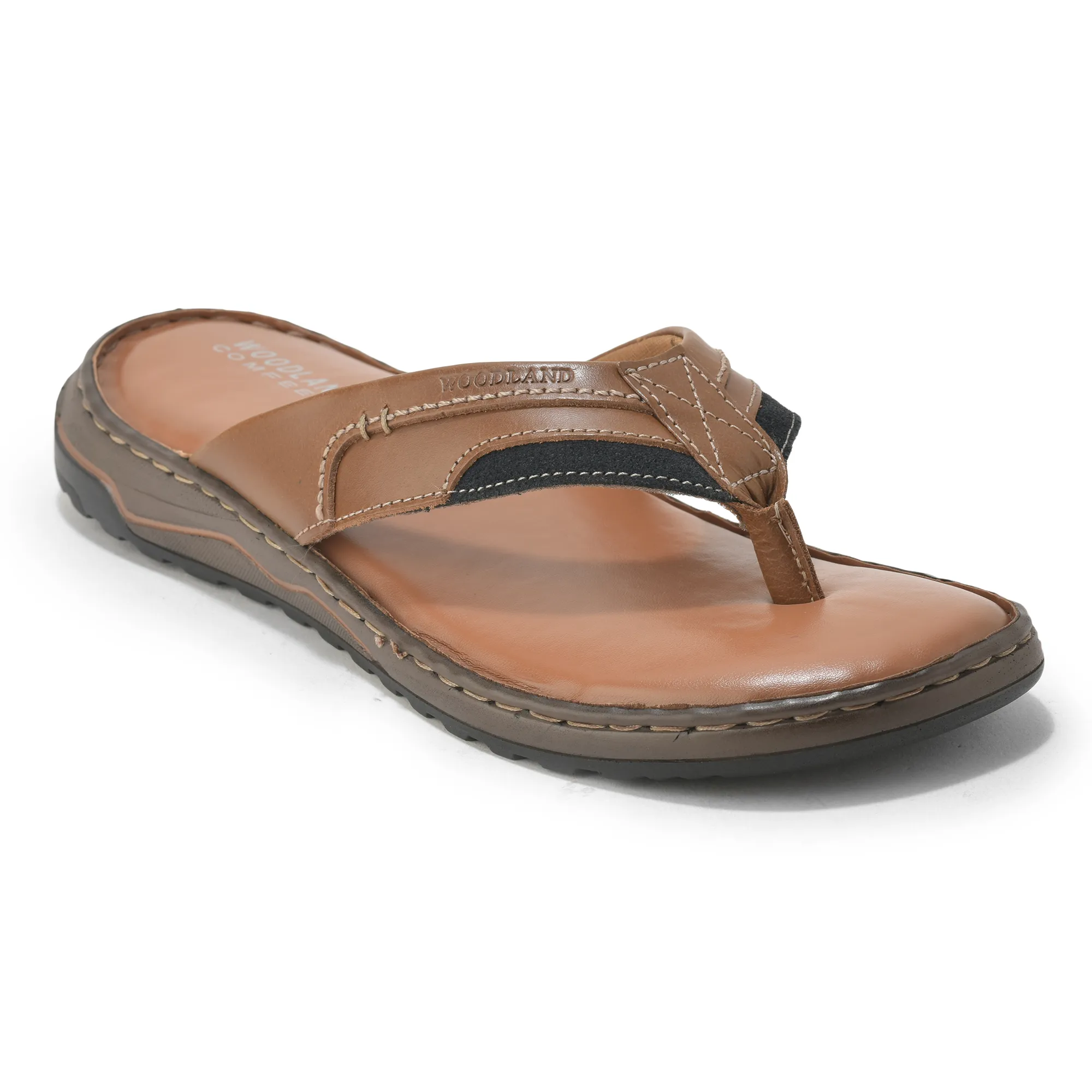 Woodland Men’S Tan Leather Everyday Slippers - Thumbnail 3