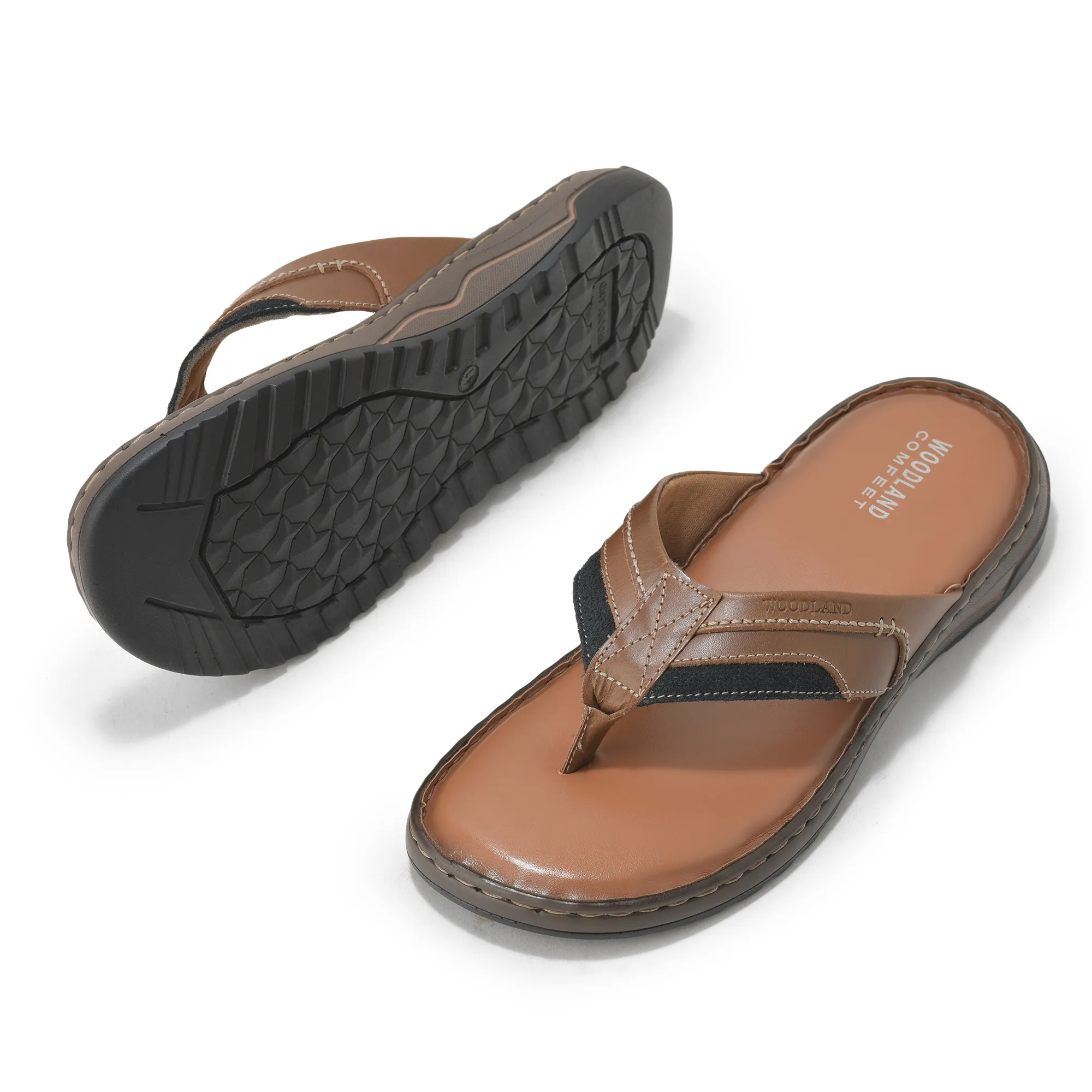 Woodland Men’S Tan Leather Everyday Slippers - Thumbnail 6
