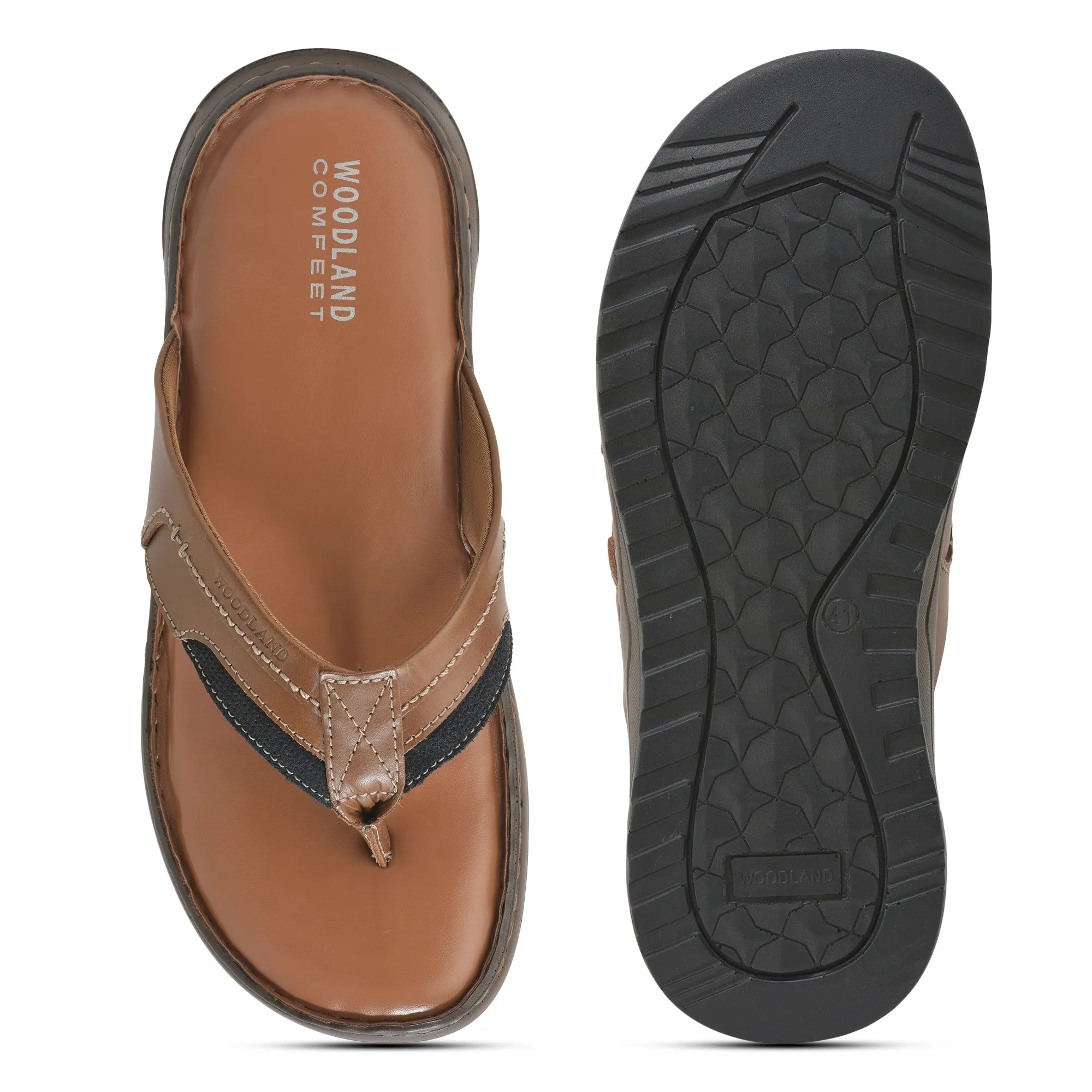 Woodland Men’S Tan Leather Everyday Slippers - Thumbnail 9