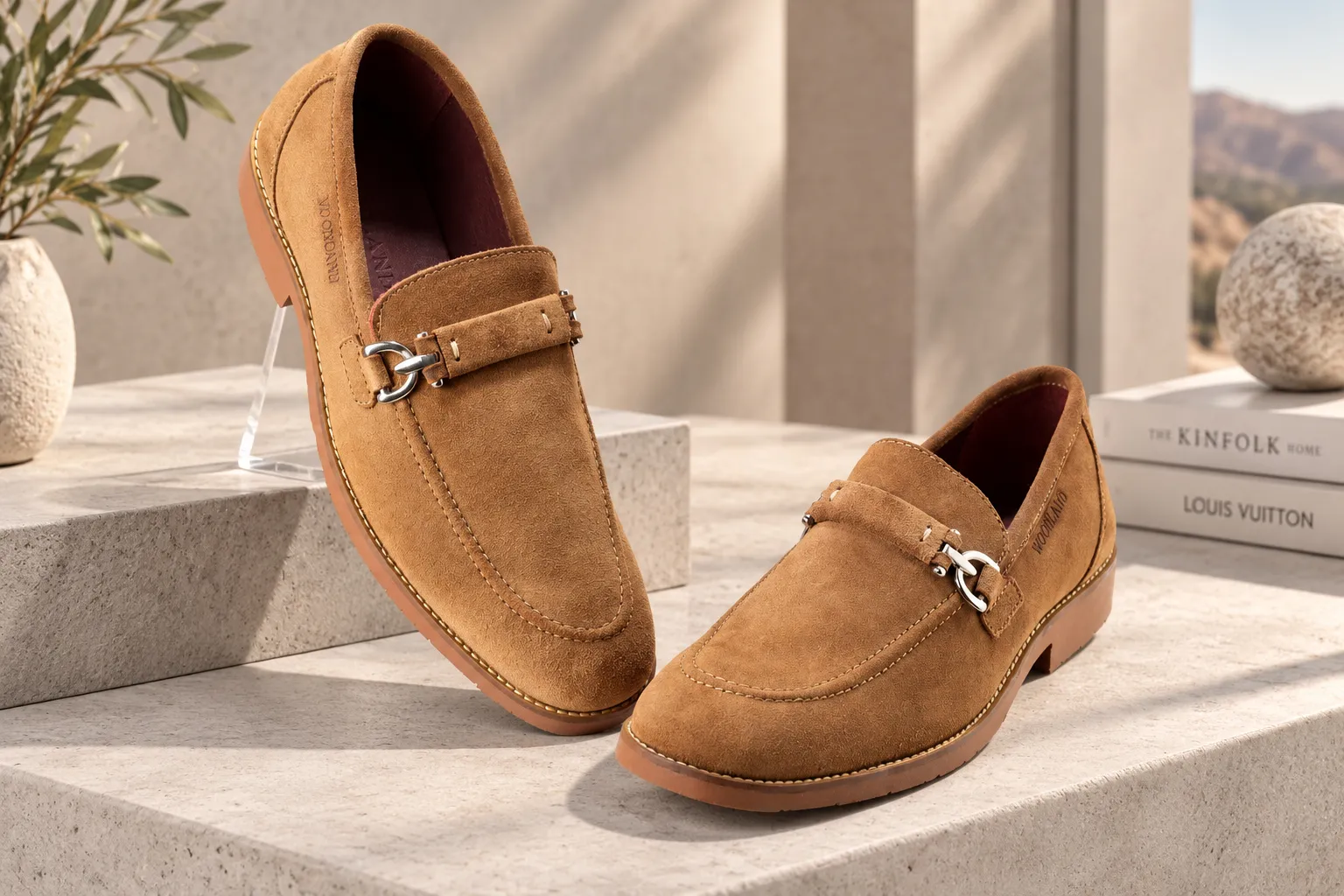 Camel Split Finish Casual Slip On Shoes For Men