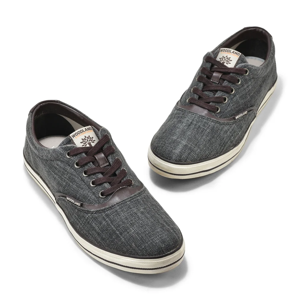 Black lace-up canvas shoes for men - Thumbnail 2