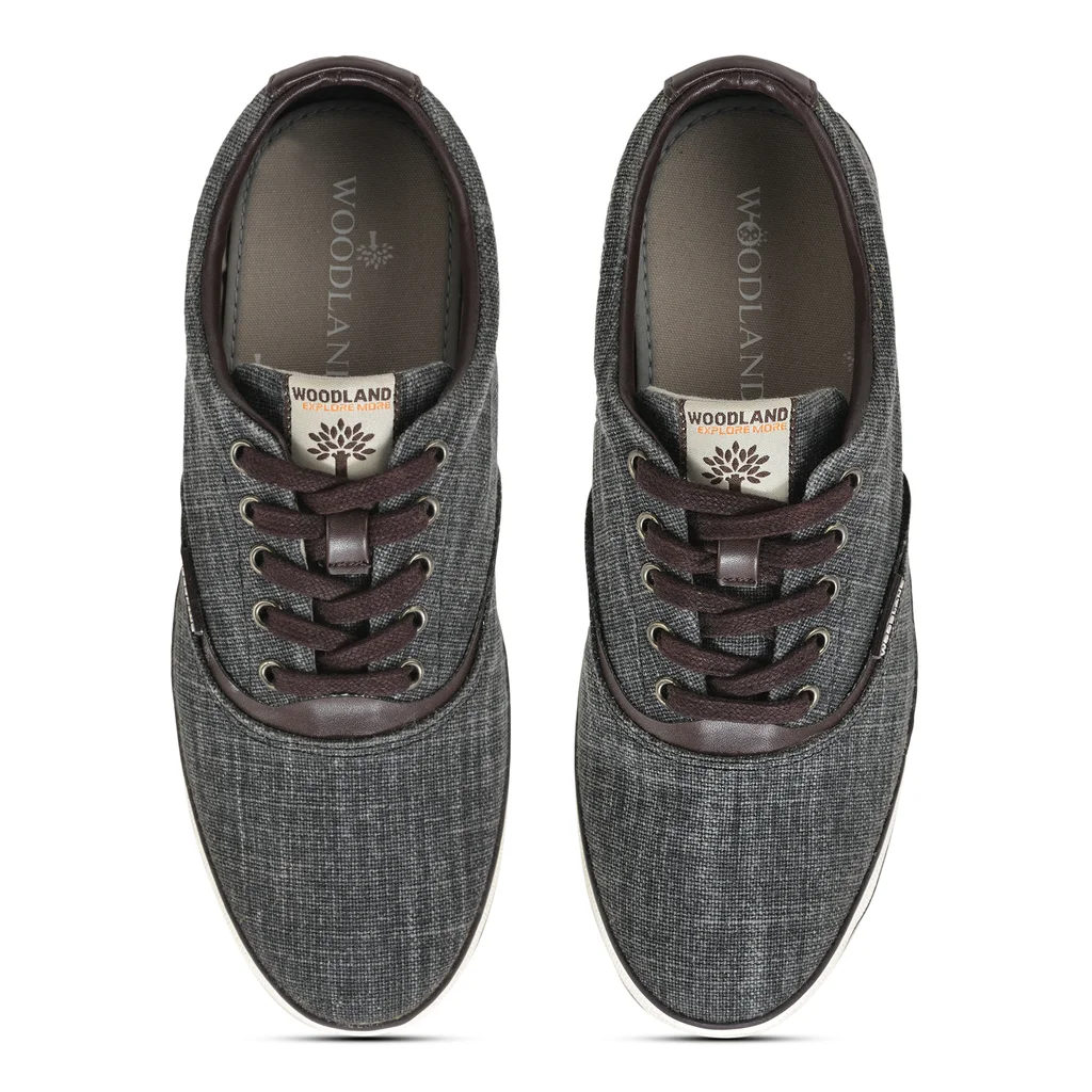 Black lace-up canvas shoes for men - Thumbnail 3
