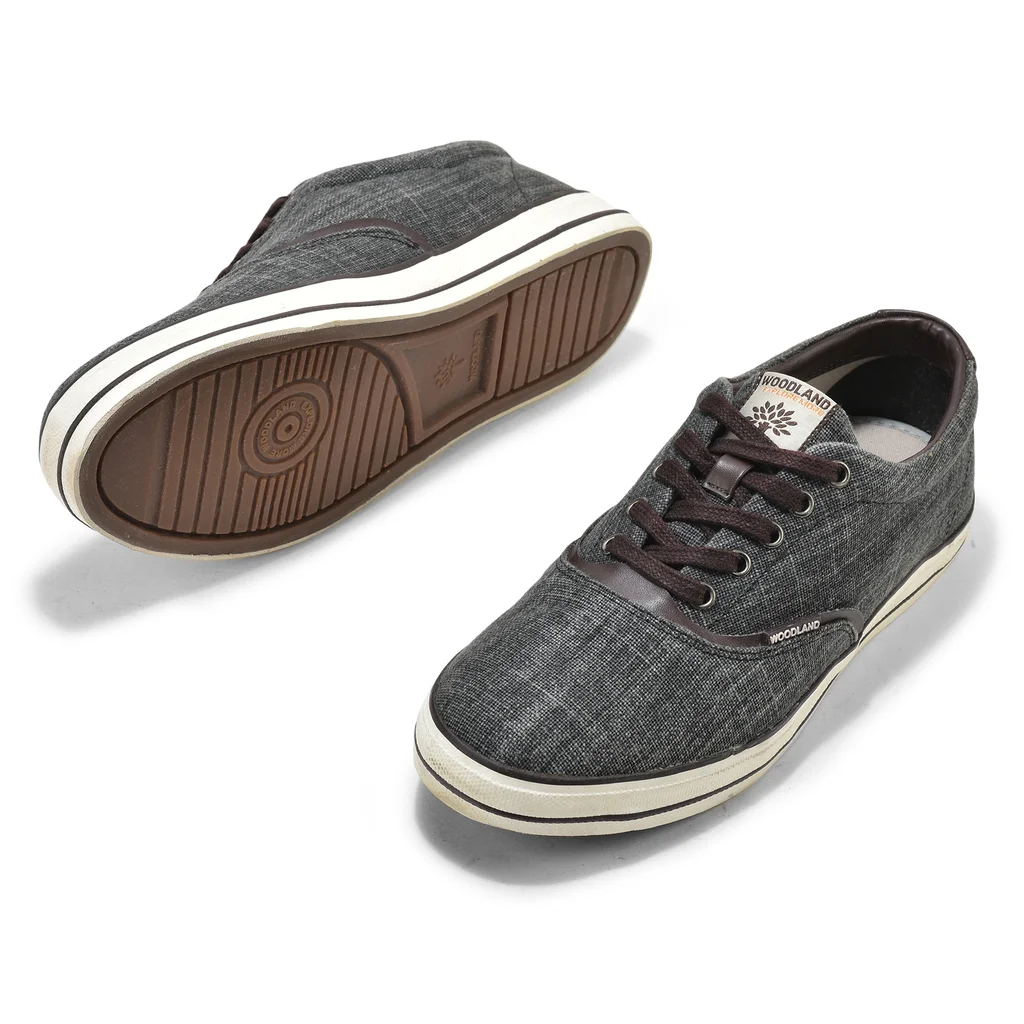Black lace-up canvas shoes for men - Thumbnail 4
