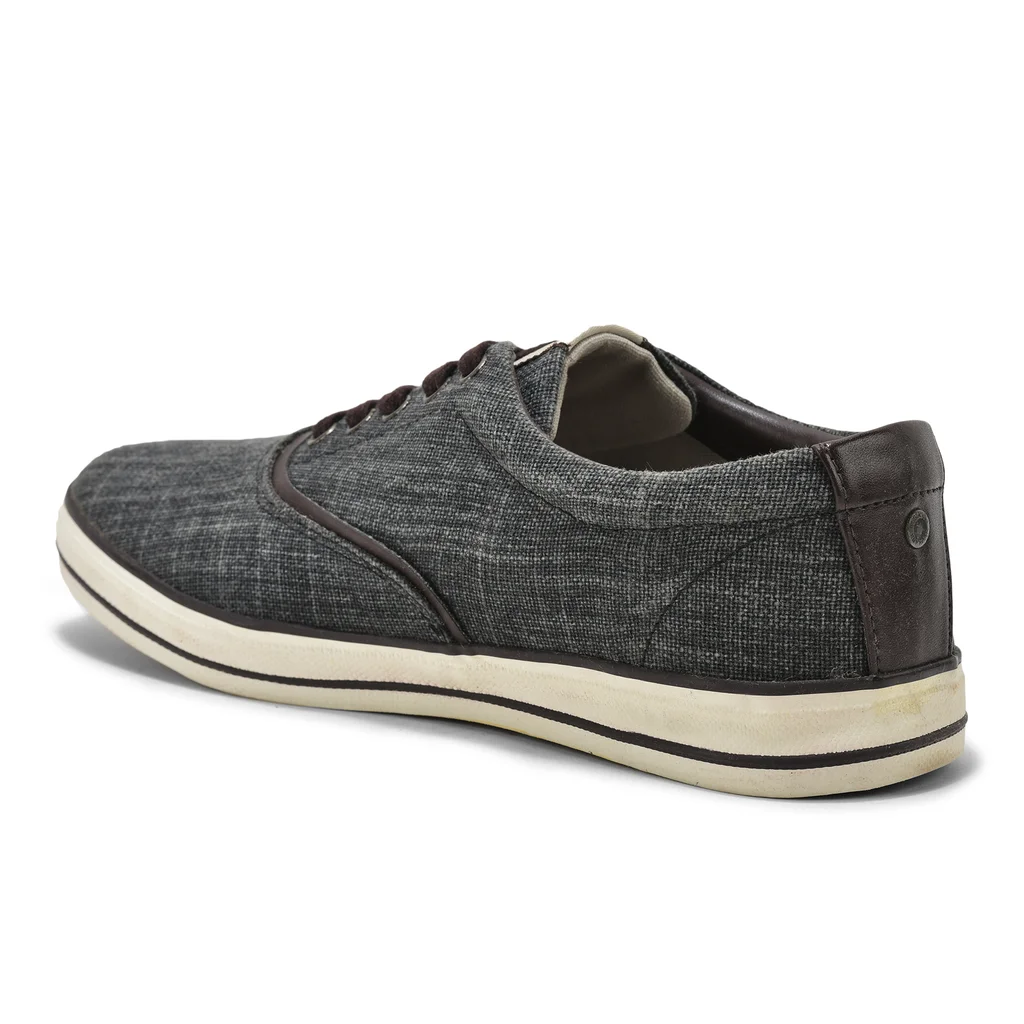 Black lace-up canvas shoes for men - Thumbnail 5