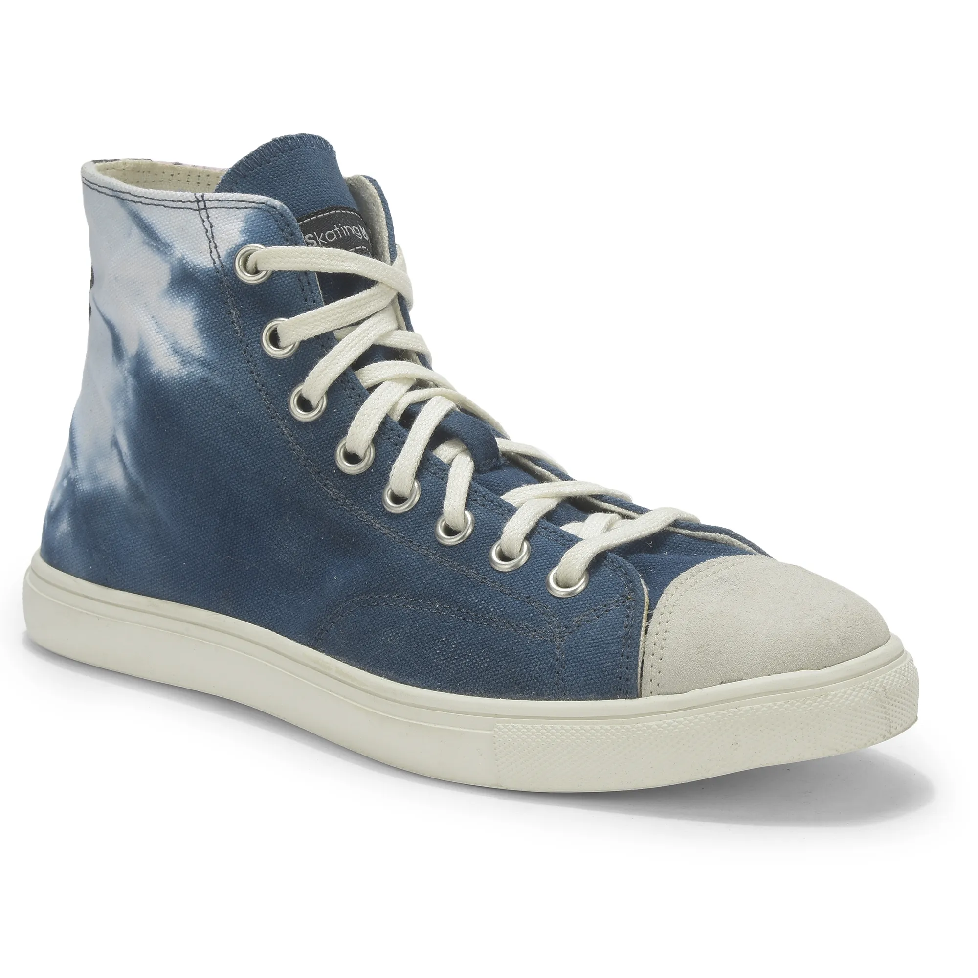 Navy/White Canvas Sneaker for Men - Thumbnail 3
