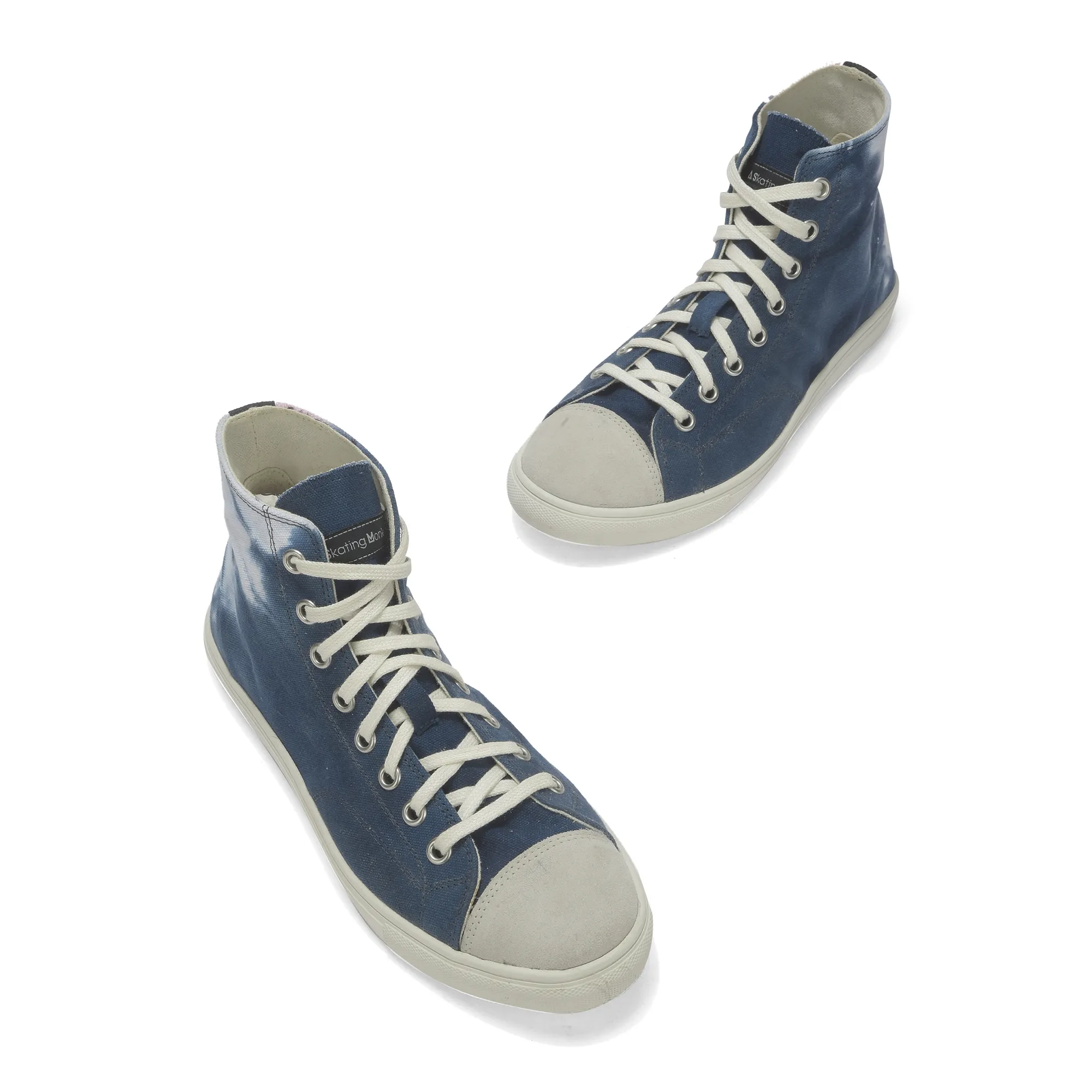 Navy/White Canvas Sneaker for Men - Thumbnail 4