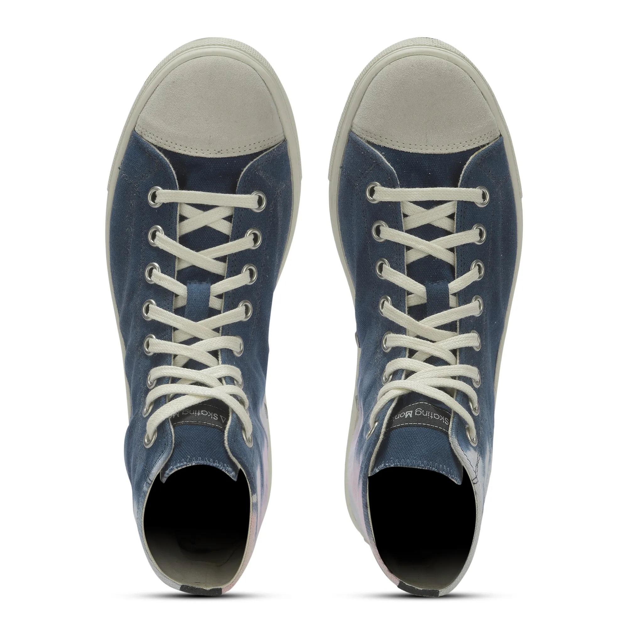 Navy/White Canvas Sneaker for Men - Thumbnail 5