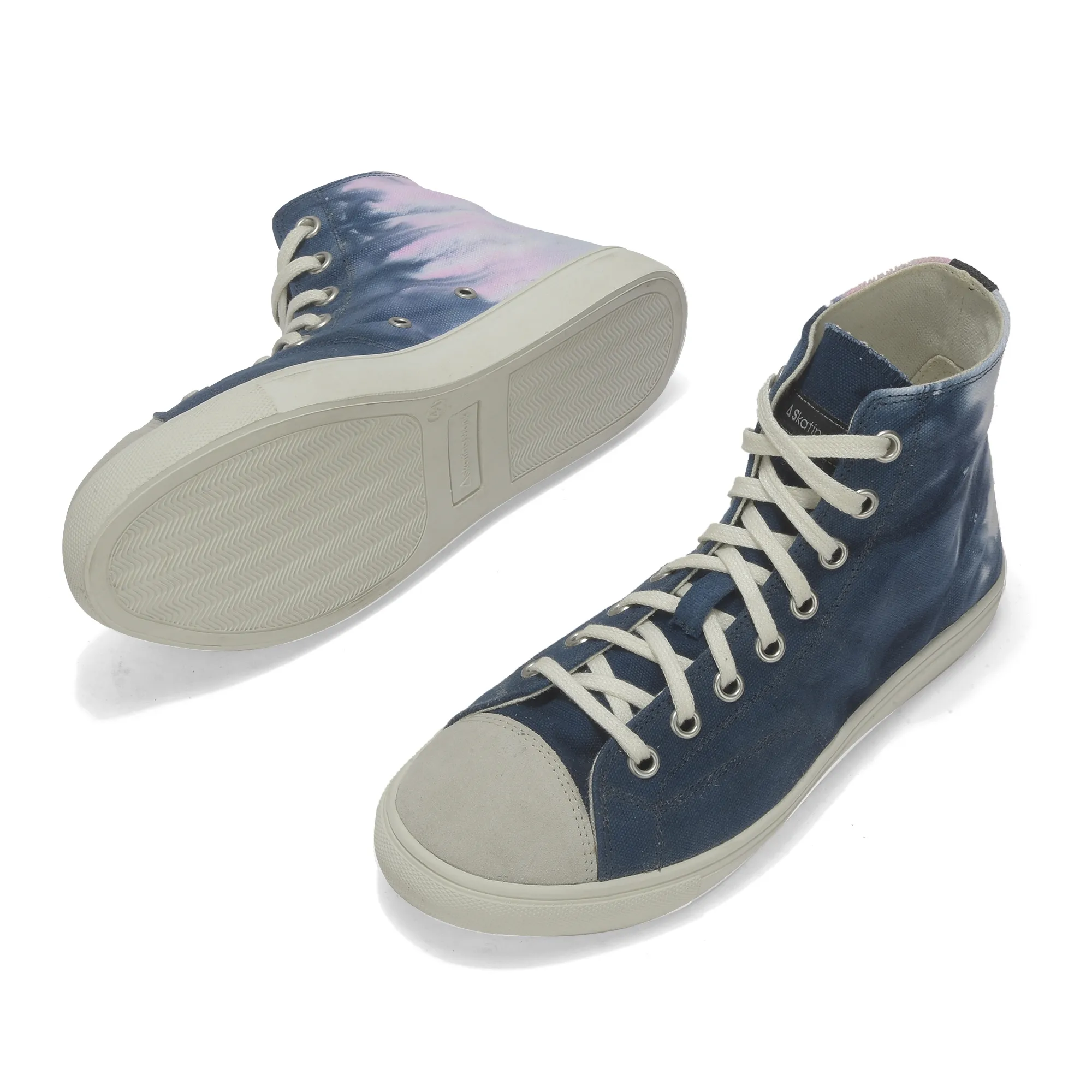 Navy/White Canvas Sneaker for Men - Thumbnail 6