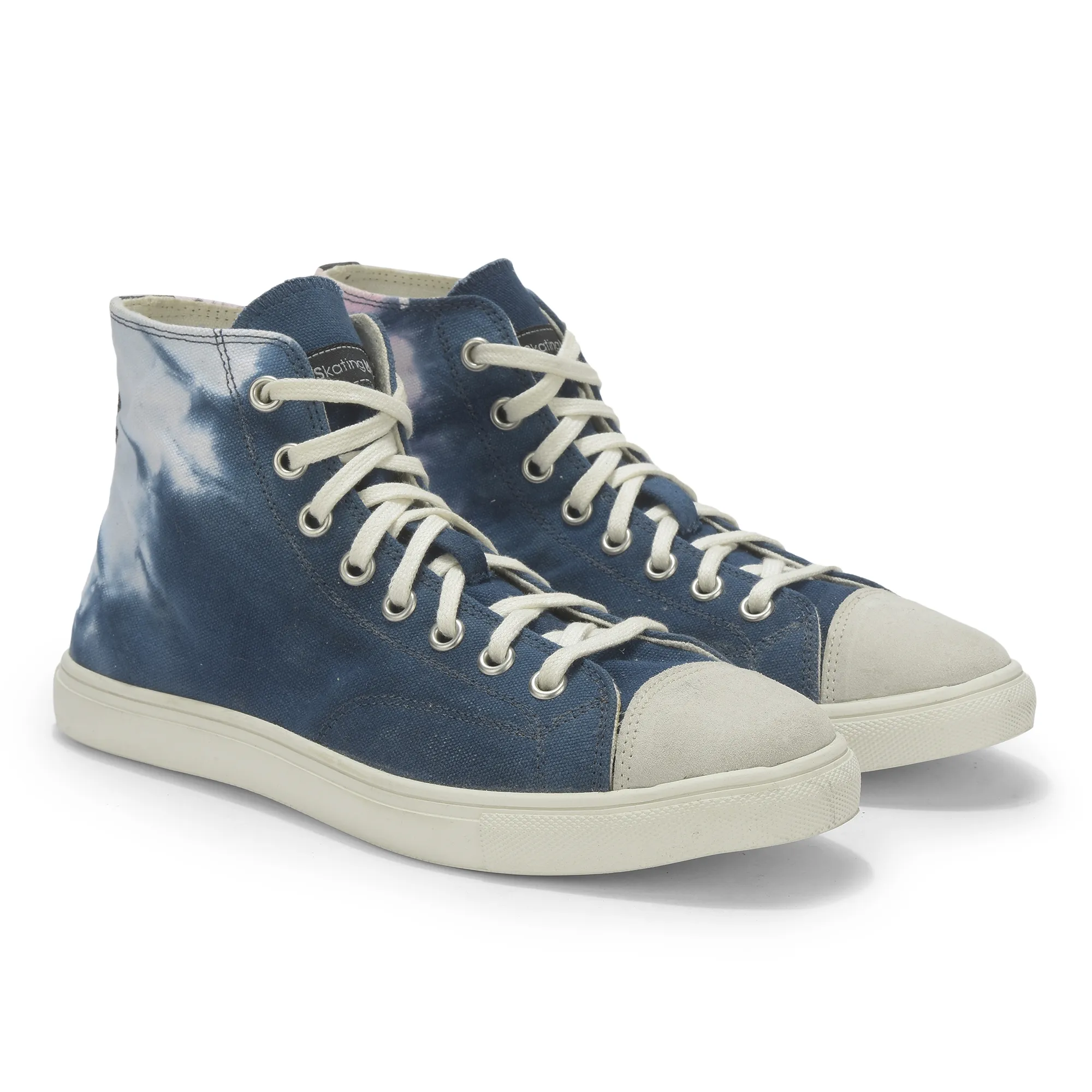 Navy/White Canvas Sneaker for Men - Thumbnail 8