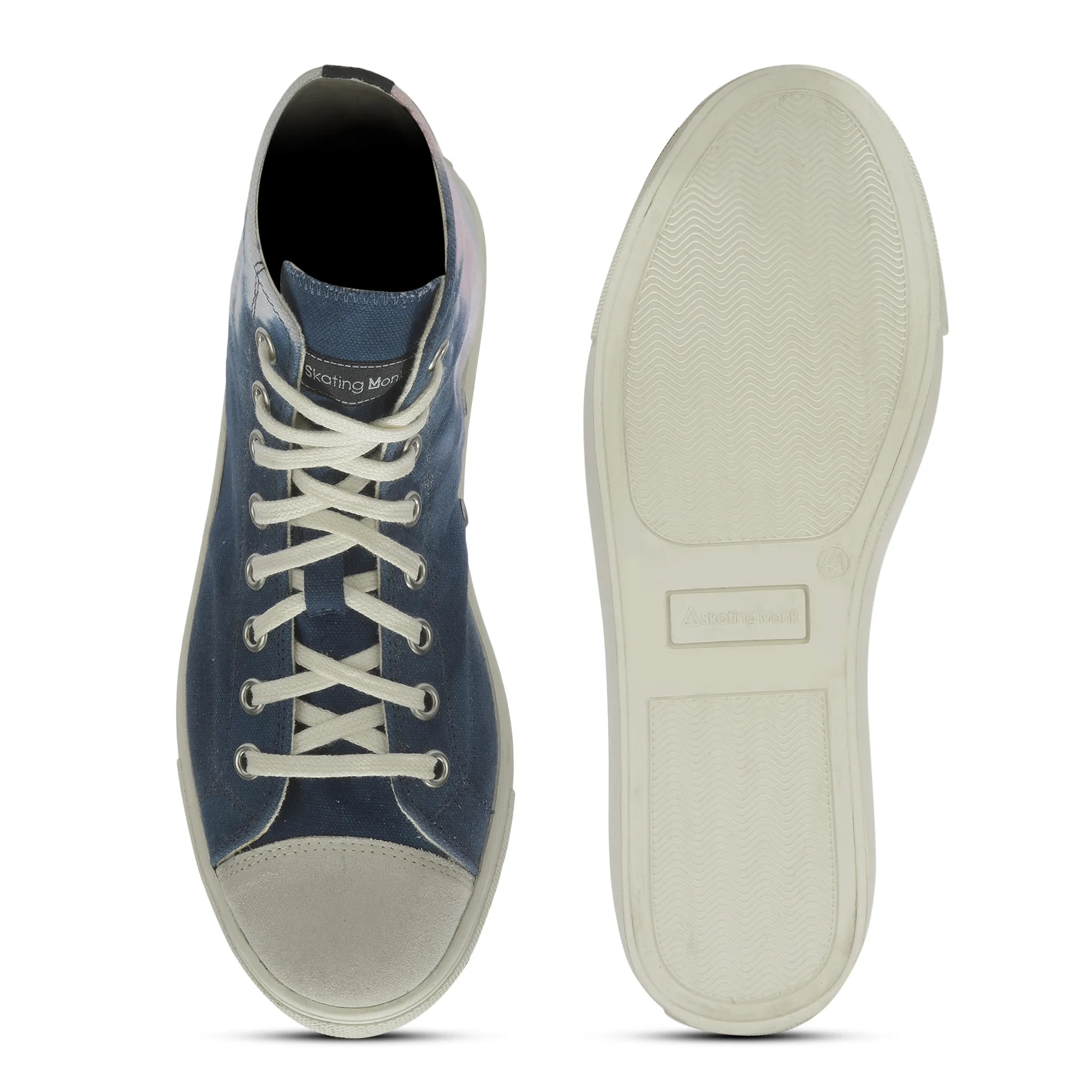 Navy/White Canvas Sneaker for Men - Thumbnail 9