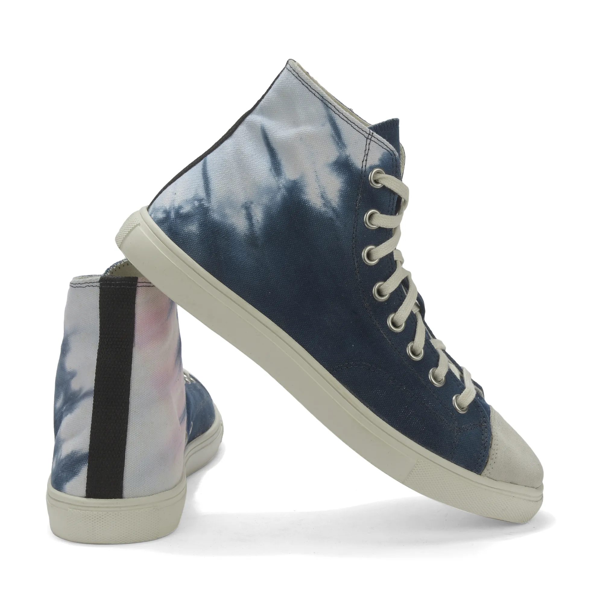 Navy/White Canvas Sneaker for Men - Thumbnail 10