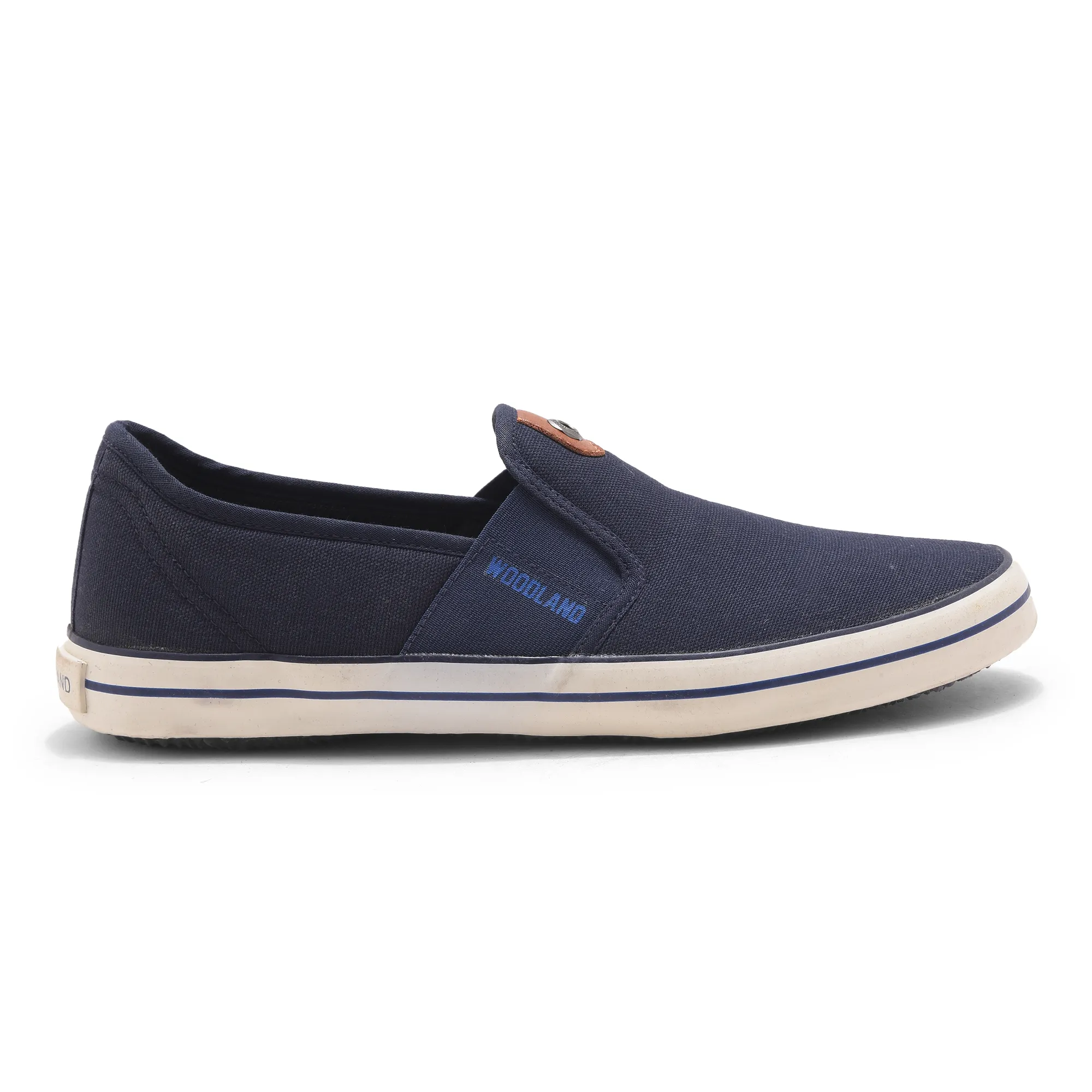 Navy Canvas Slip On Shoes For Men - Image 1