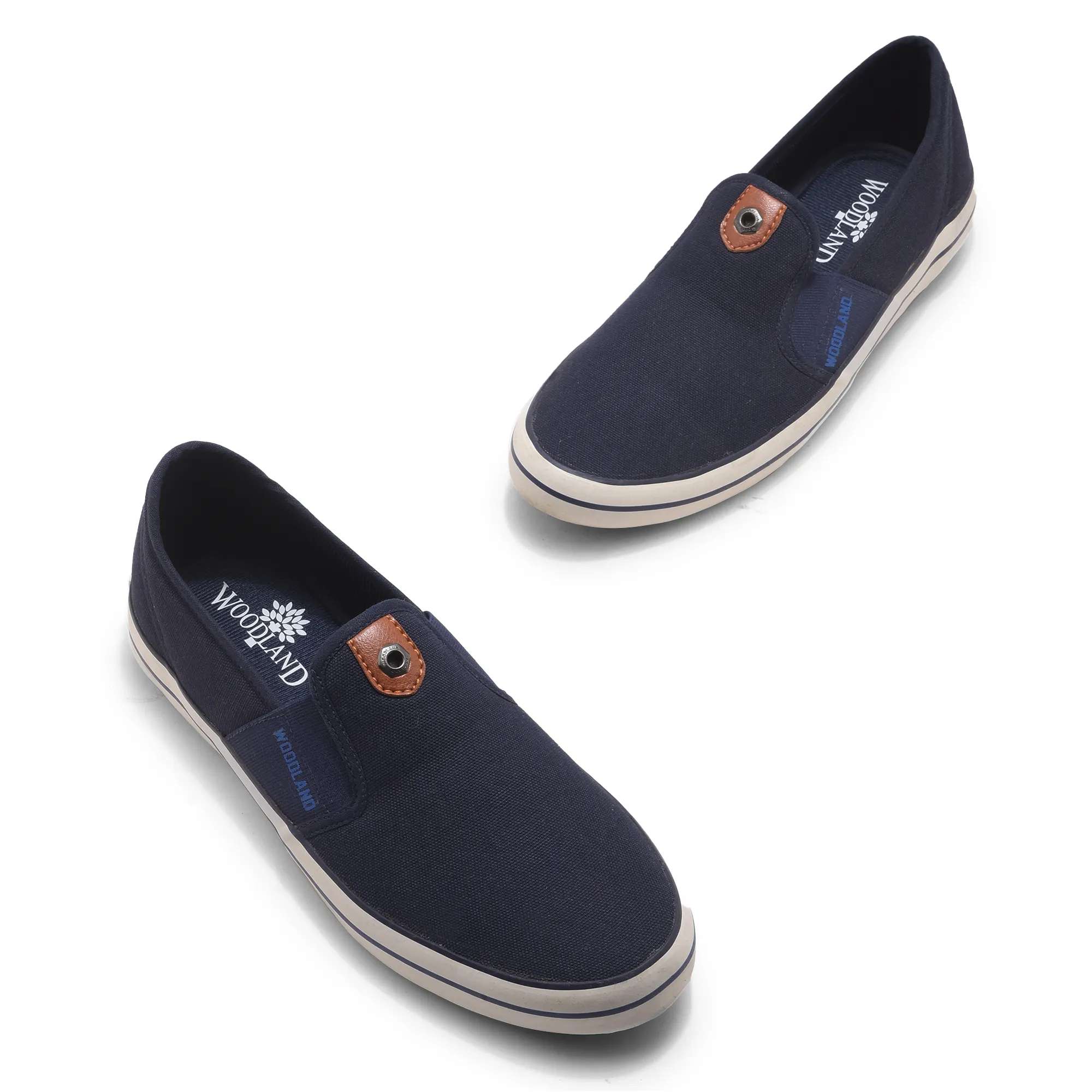 Navy Canvas Slip On Shoes For Men - Thumbnail 2