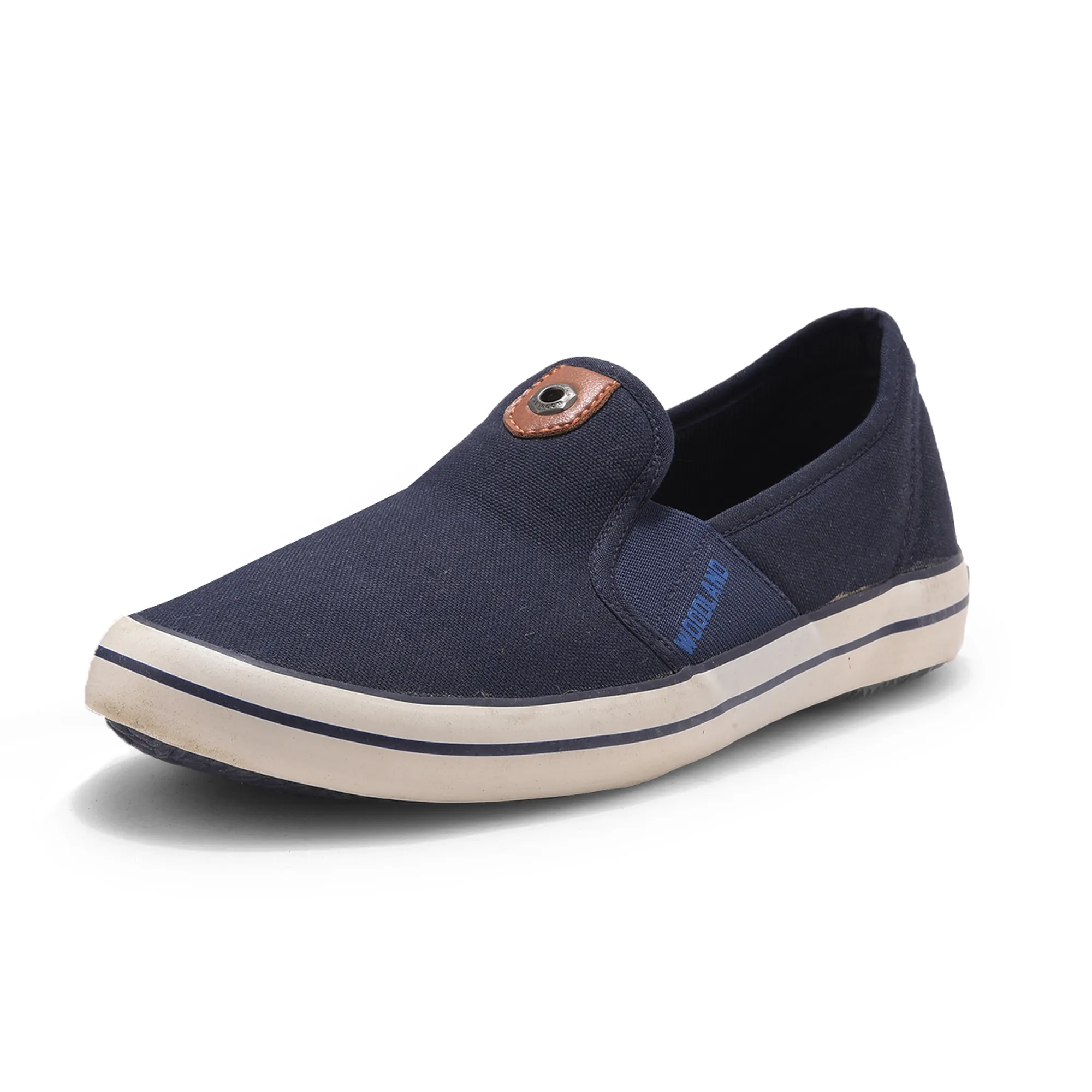 Navy Canvas Slip On Shoes For Men - Thumbnail 3