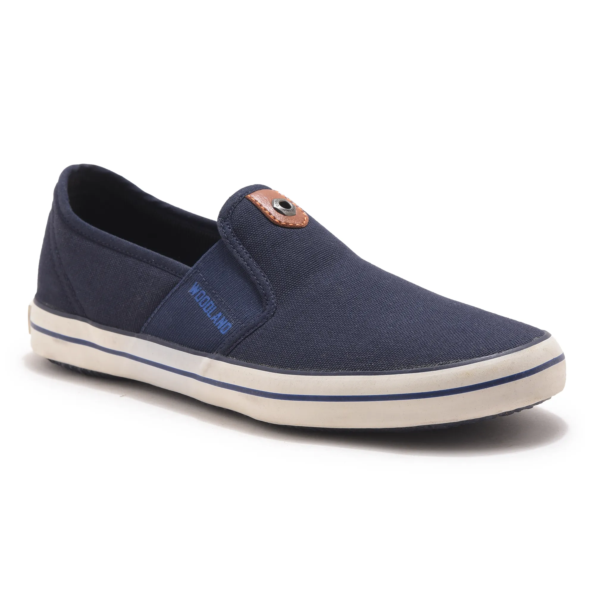 Navy Canvas Slip On Shoes For Men - Thumbnail 4