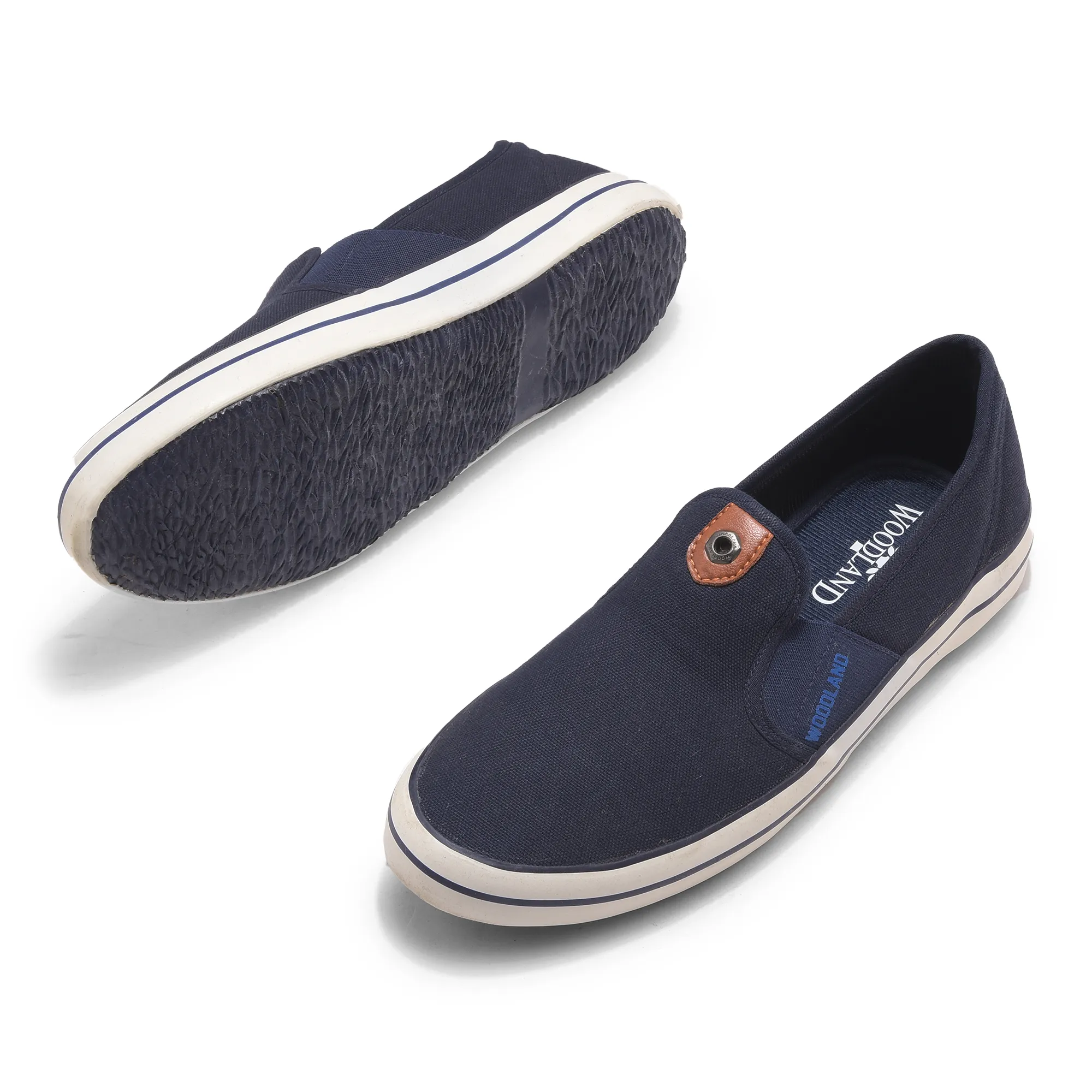 Navy Canvas Slip On Shoes For Men - Thumbnail 6