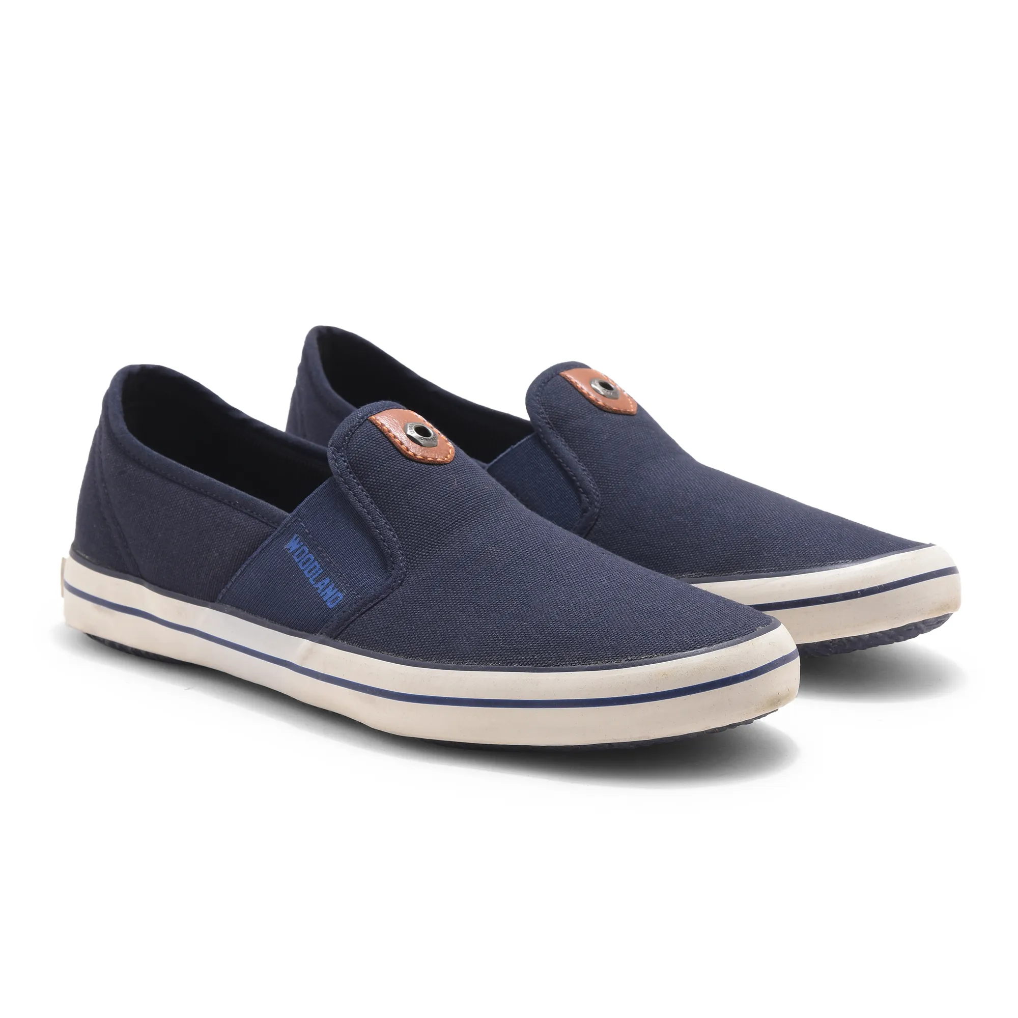 Navy Canvas Slip On Shoes For Men - Thumbnail 8