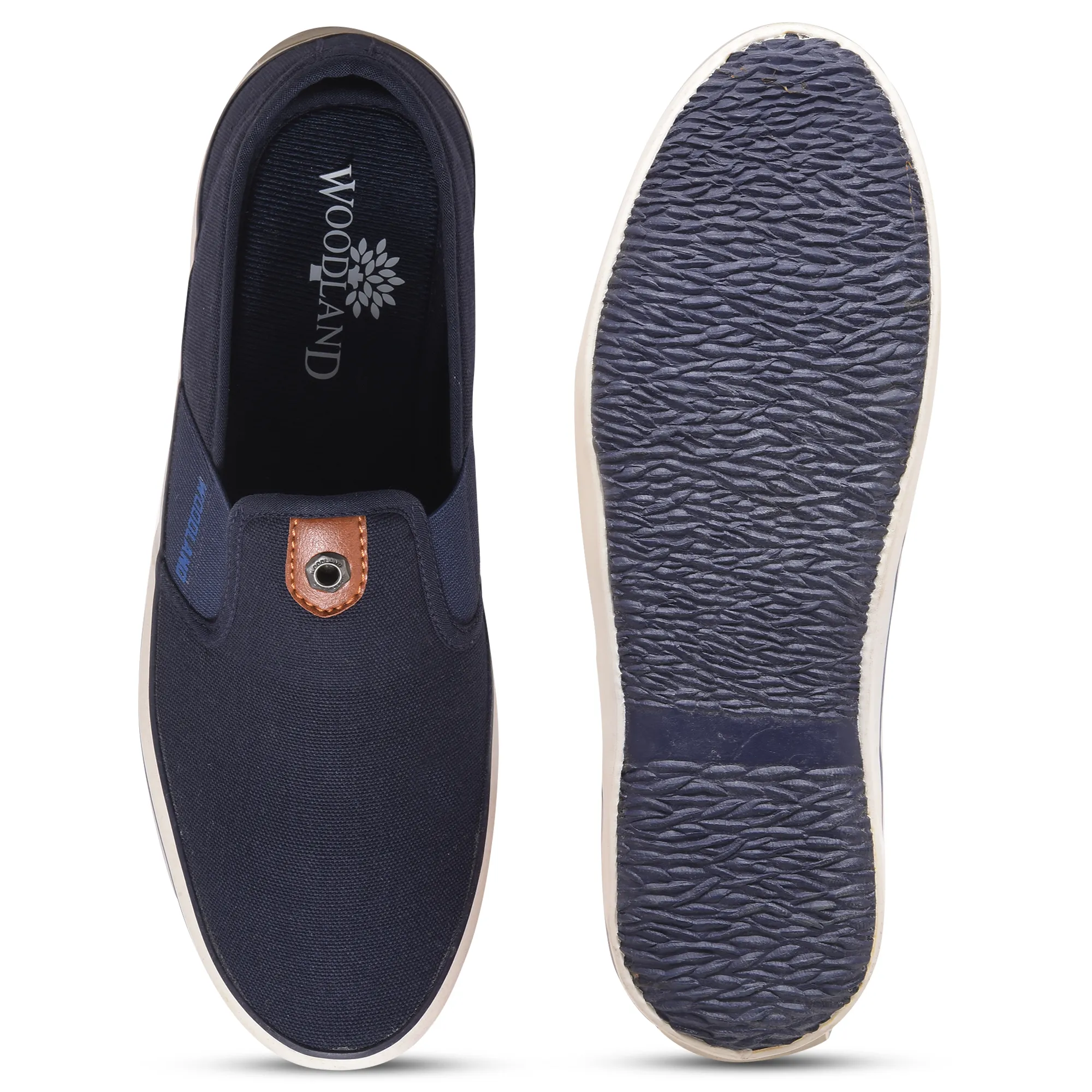 Navy Canvas Slip On Shoes For Men - Thumbnail 9