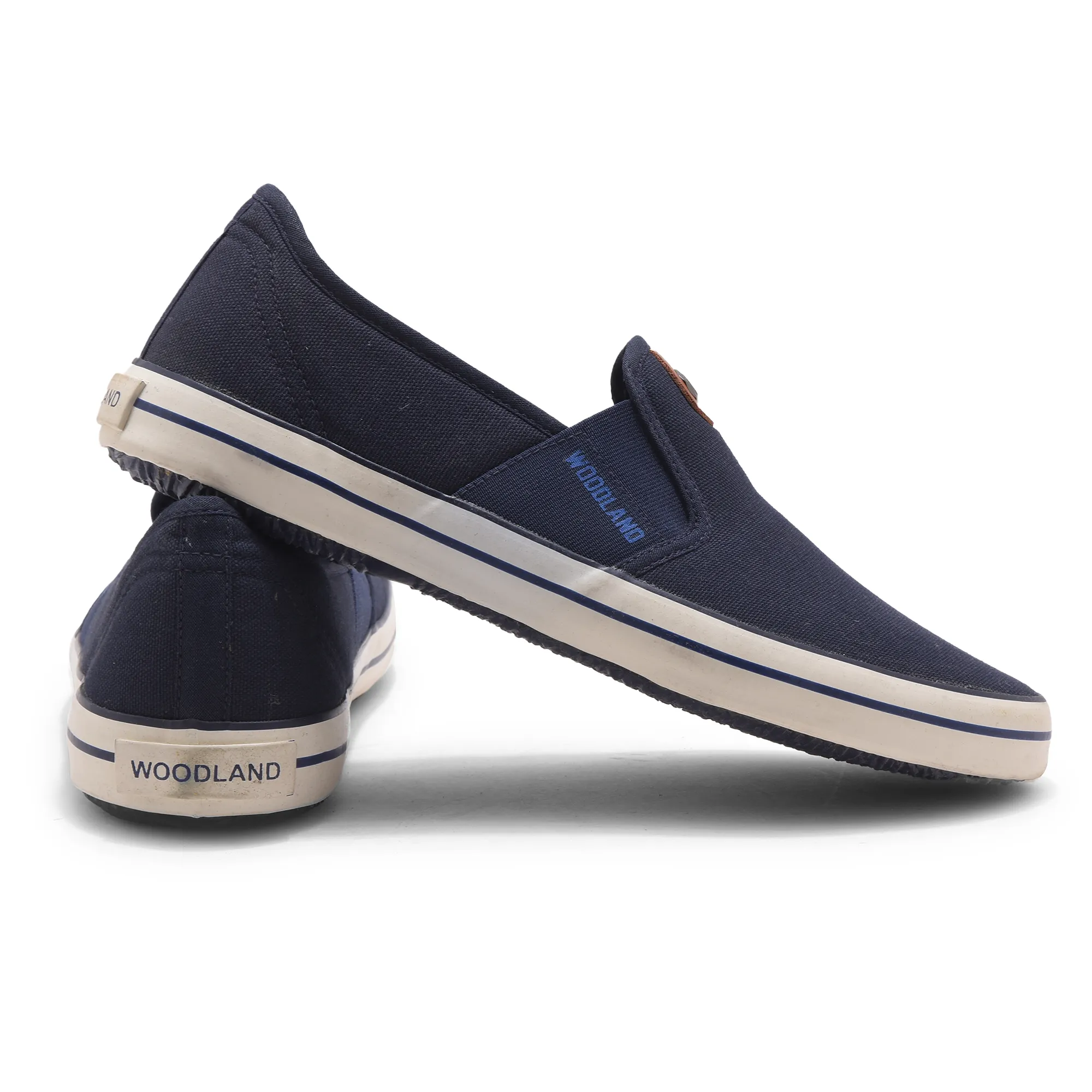 Navy Canvas Slip On Shoes For Men - Thumbnail 11