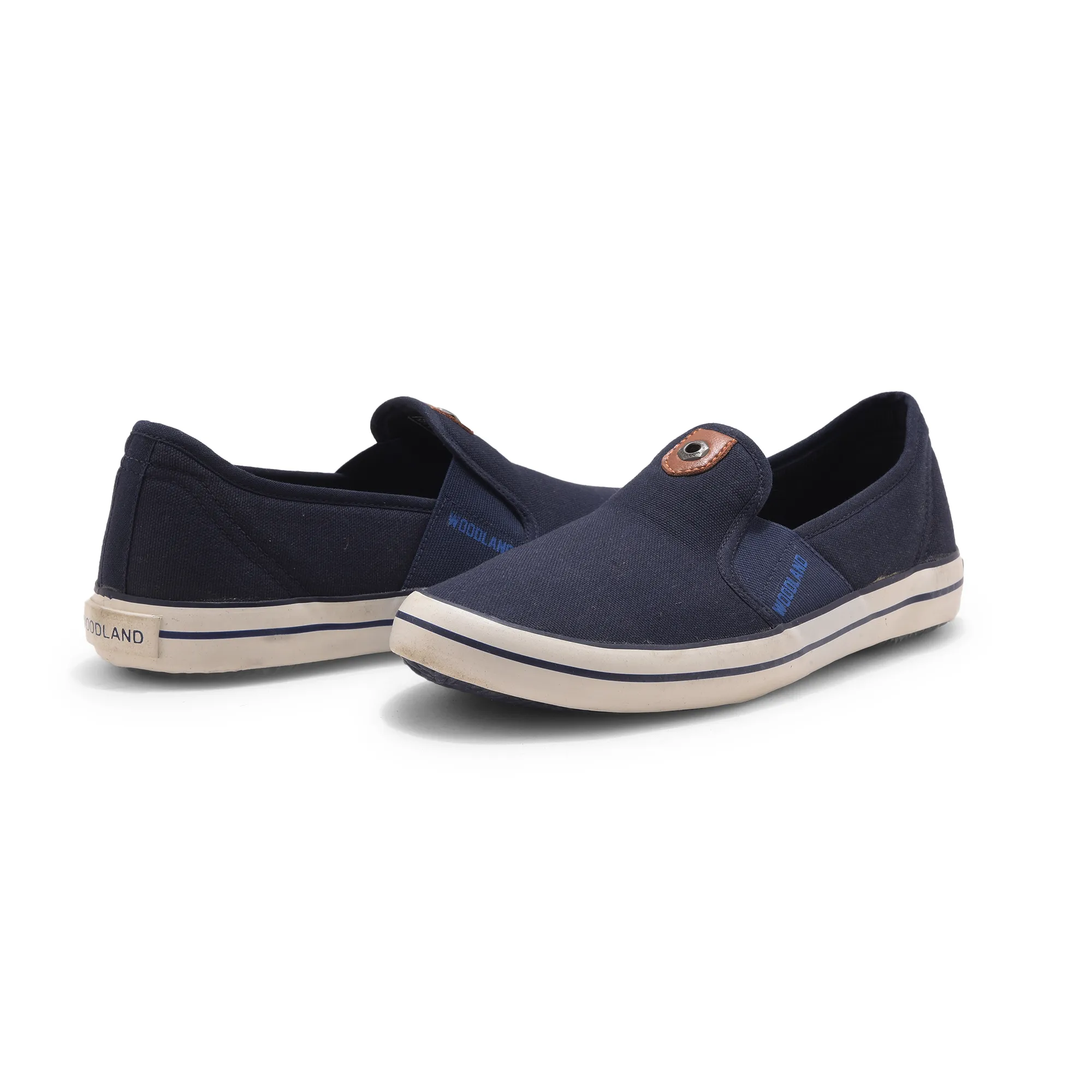 Navy Canvas Slip On Shoes For Men - Thumbnail 12