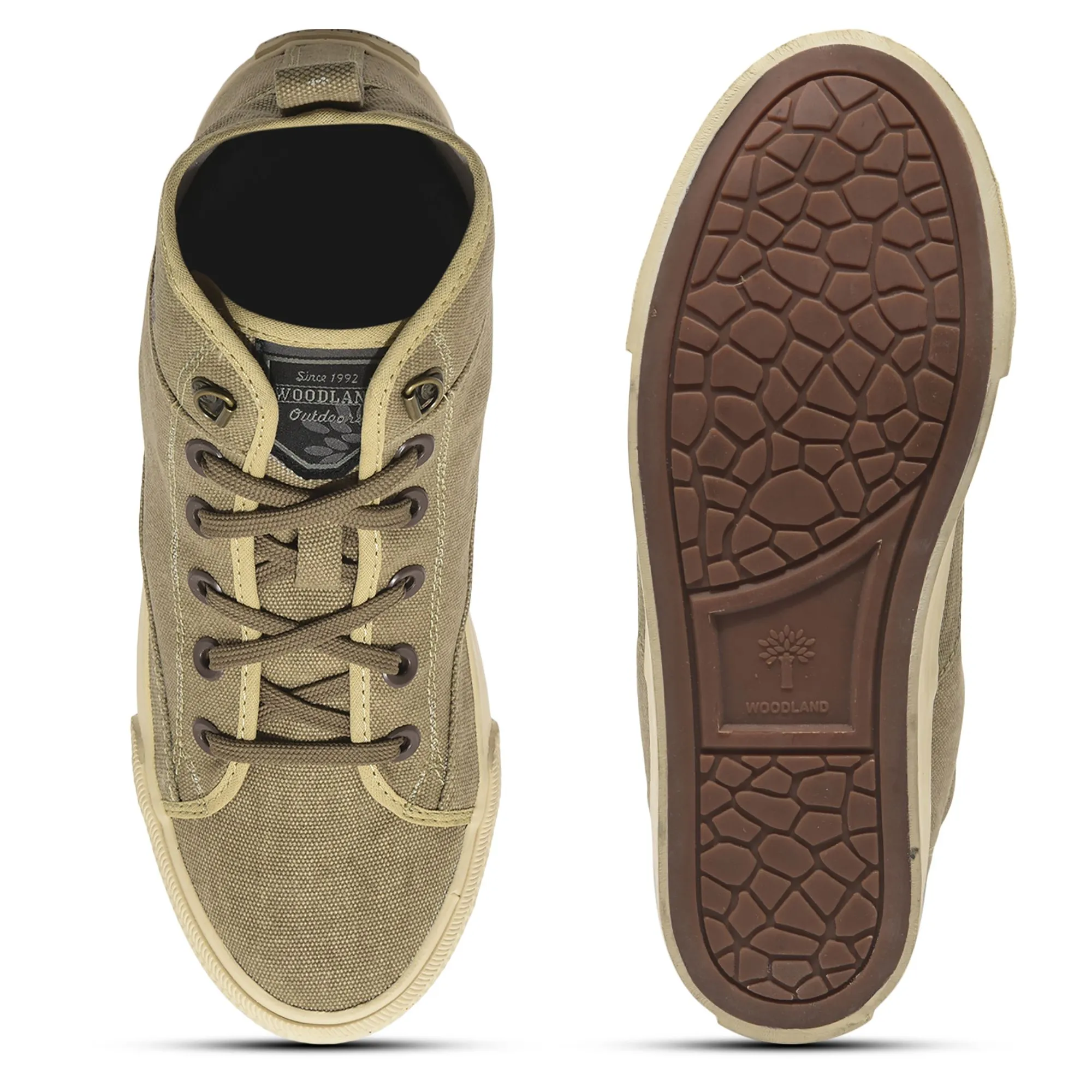 Khaki Canvas Sneaker for Men - Thumbnail 7
